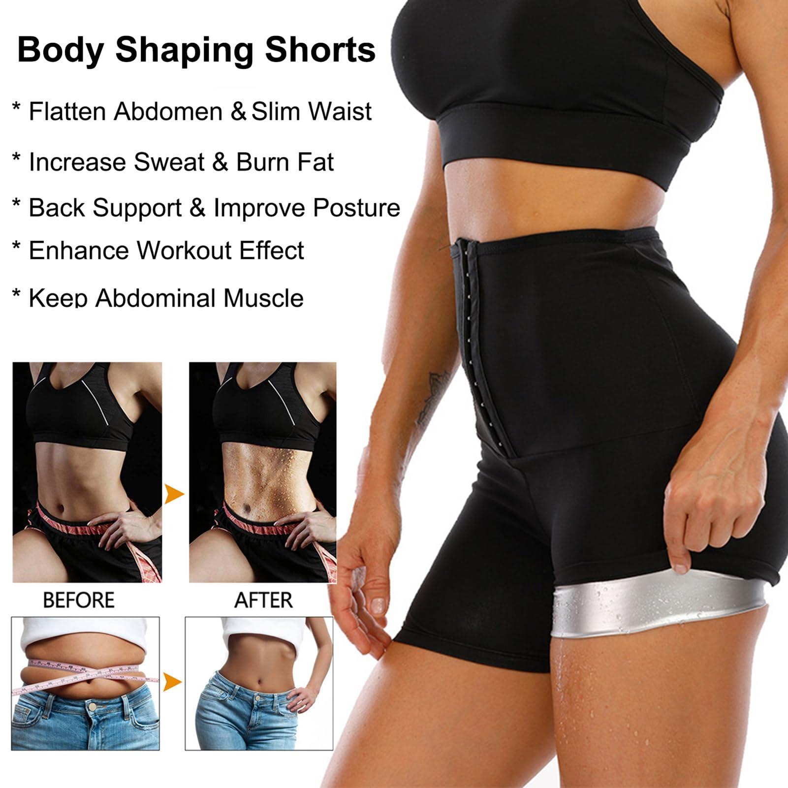 Vuirrm Vuirrm Sauna Shorts for Women, High Waisted Compression Slimming Sweat Pants, Waist Trainer Leggings Tummy Control Shaper Workout Leggings, 4XL/5XL,Silver