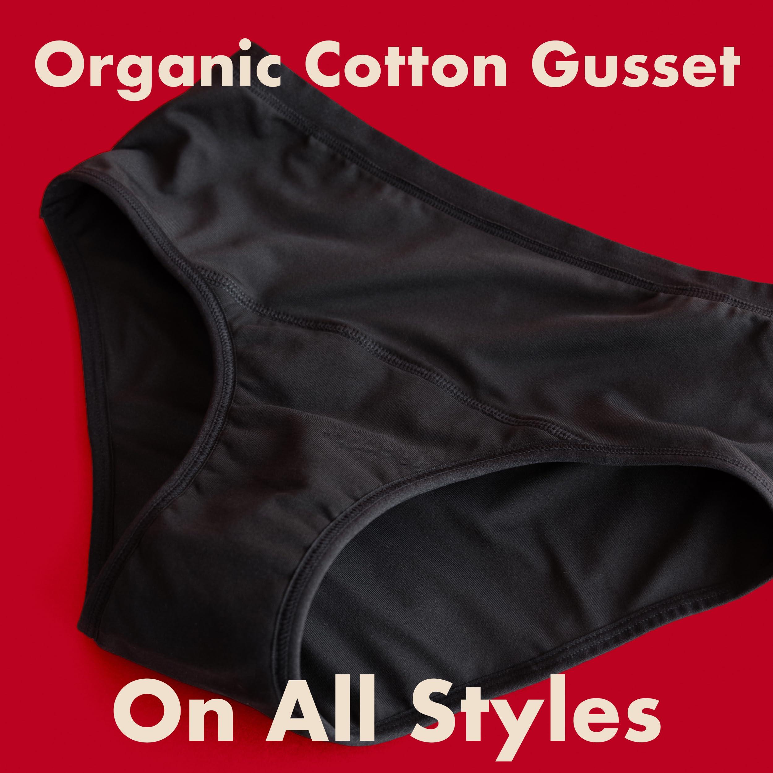 Period. By The Period Company The Period Company High Waist Absorbent Period Underwear for Women Medium Flow Reusable, Super-Absorbent, Leak Resistant Period Panties Ultra Soft Microfiber with Organic Cotton Gusset Black, XL