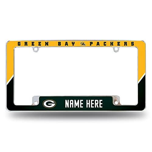 Rico Industries Rico Industries NFL Football Green Bay Packers Personalized/Custom 12\" x 6\" Chrome All Over Automotive License Plate Frame for Car/Truck/SUV