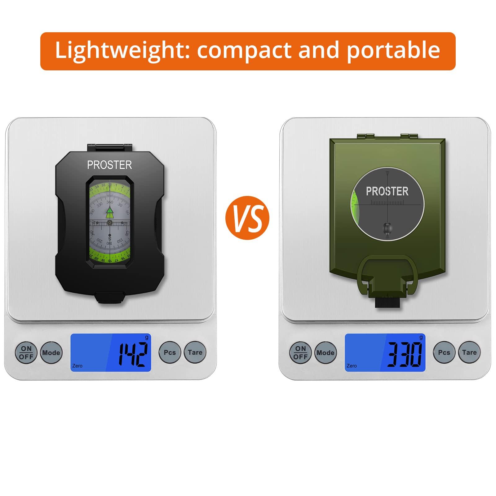 Proster Proster IP54 Hiking Compass Professional Military Compass Aluminum Alloy Camping Compass Waterproof with Sighting Clinometer