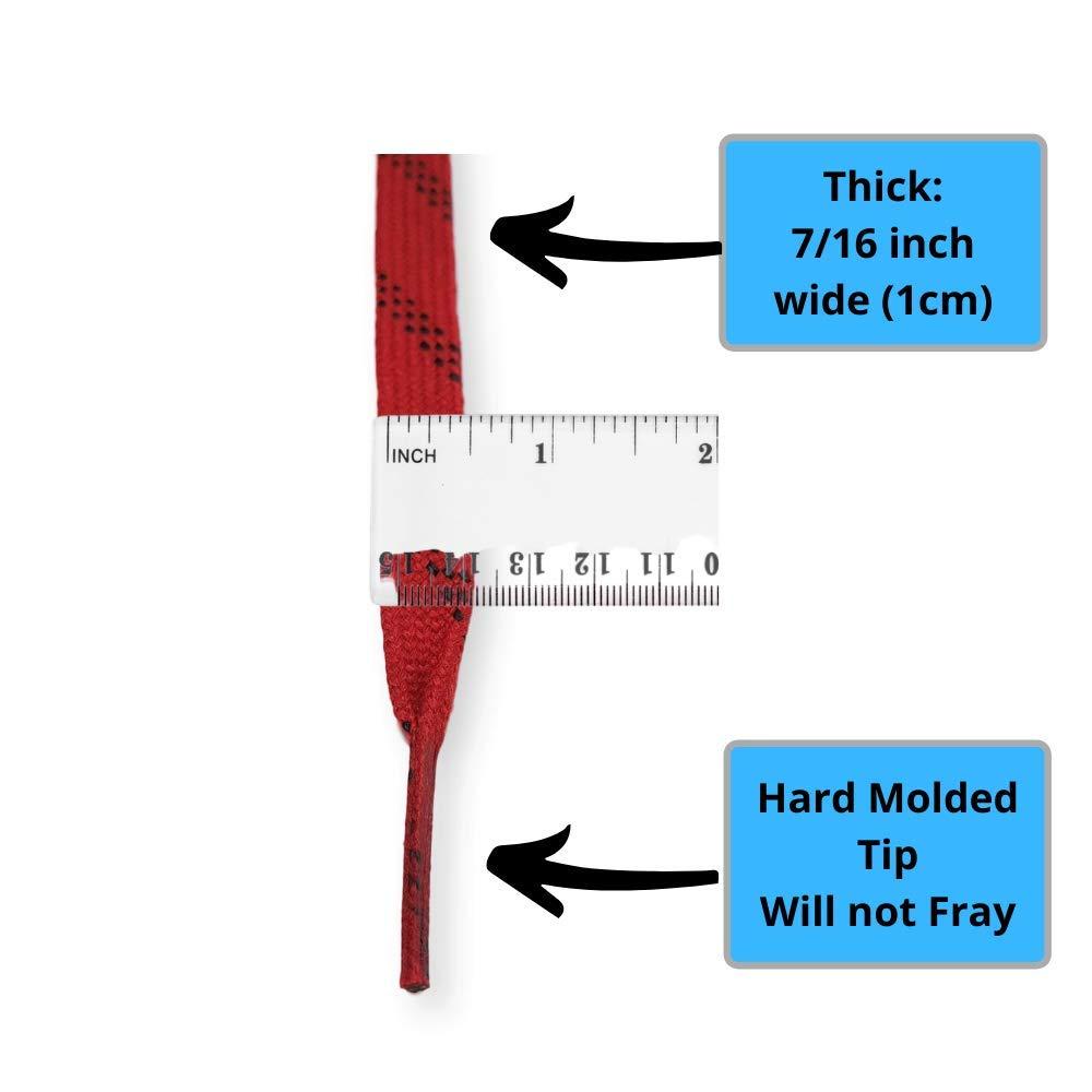 zechy Hockey Laces Non Waxed - Unwaxed Laces Specifically Made for Skates - Two Pairs - Sizes (72, 84, 96, 108, 120, 130) (Red, 96\")