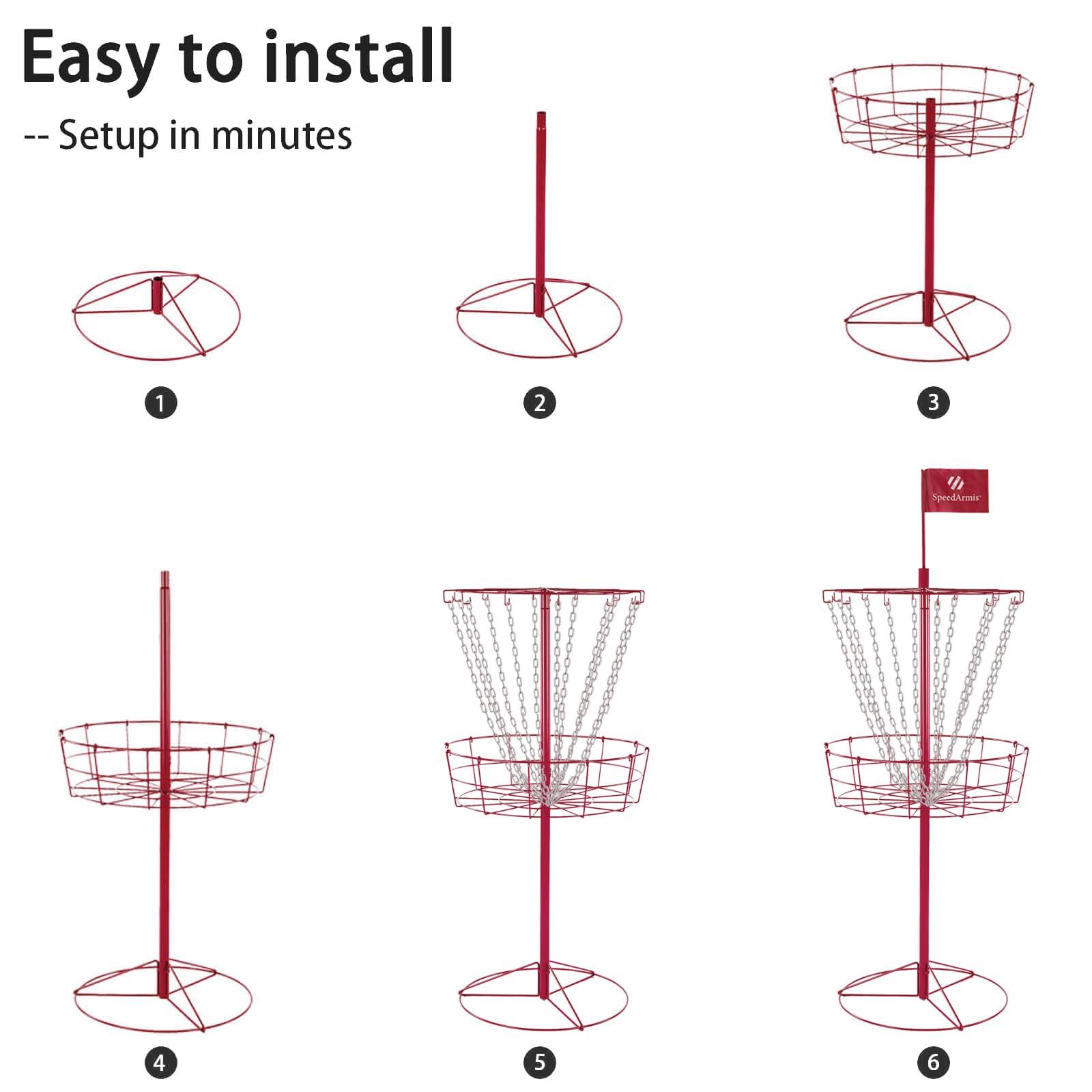 SpeedArmis SpeedArmis Disc Golf Basket Targets - Portable Golf Baskets with Heavy Duty 12 Double Steel Chains, Come with 3pcs Discs