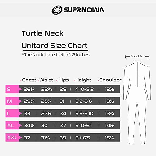 SUPRNOWA SUPRNOWA Women\'s Jumpsuit Bodycon Full Body Footless Unitard Long Sleeve Bodysuit with Zipper Comfortable Spandex One-Piece Dance Costume (X-Large, Green)