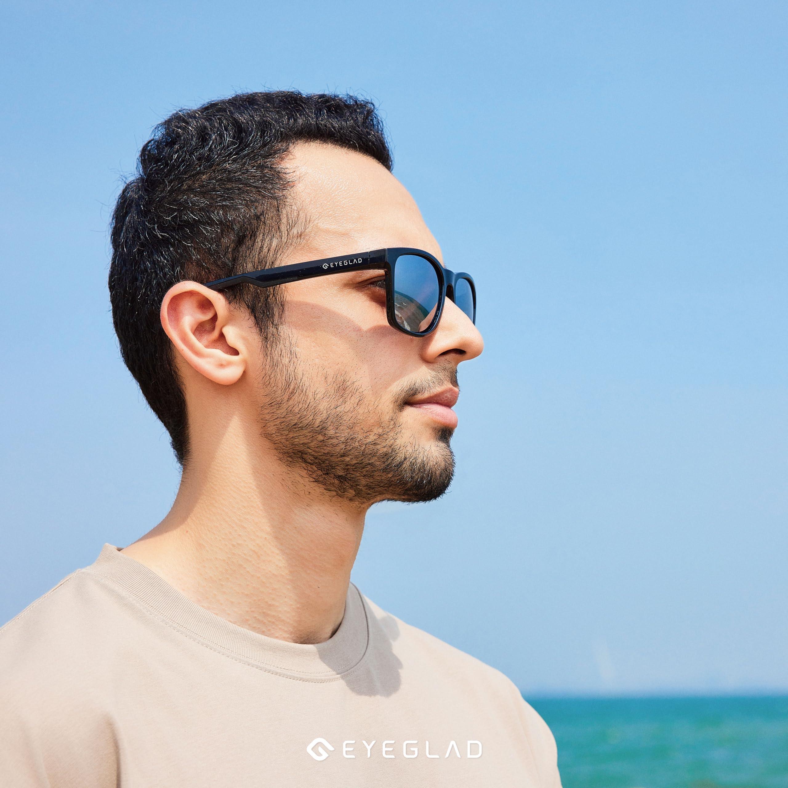 EYEGLAD EYEGLAD SUNWAVE Ultra-lightweight Design Lifestyle Sunglasses Outdoor Fishing Polarized UV400 Protection Men Women Running Sports (Onyx Black)