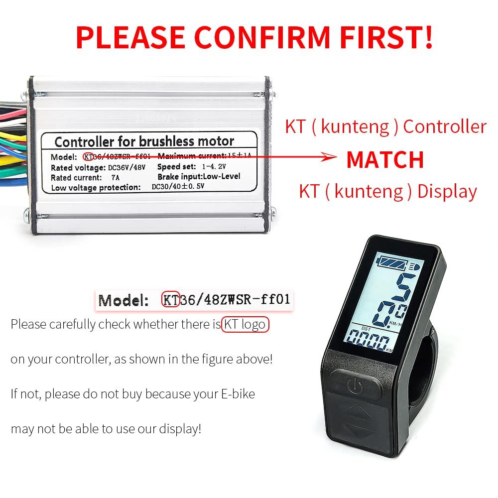 HUDAMZKY Ebike LCD Display Mini Meter KT-LCD4 Display Compatible 24V 36V 48V 52VKT Controller Electric Bike Conversion Kit (LCD4 Waterproof Plug)