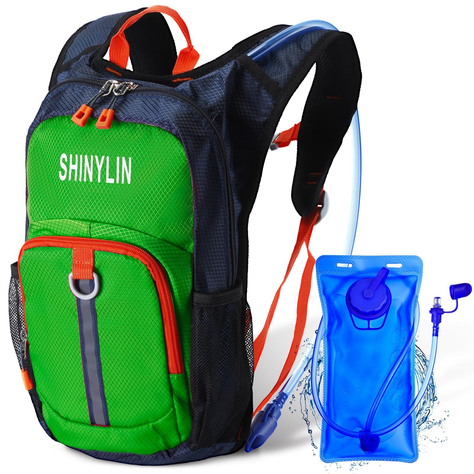 Shinylin Shinylin Kids Hydration Backpack with 1.5L Water Bladder Hiking Backpack Lightweight for Boys or Girls Children Biking Climbing Running Cycling(Green)