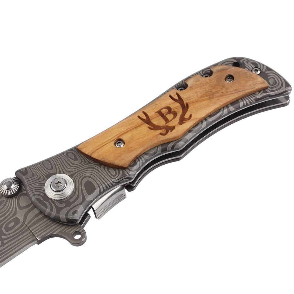 Fanfoobi Fanfoobi Laser Engraved Pocket Knife with monogrammed B(from Alphabet 26 A-Z), Men Anniversary Present, Knife For Men