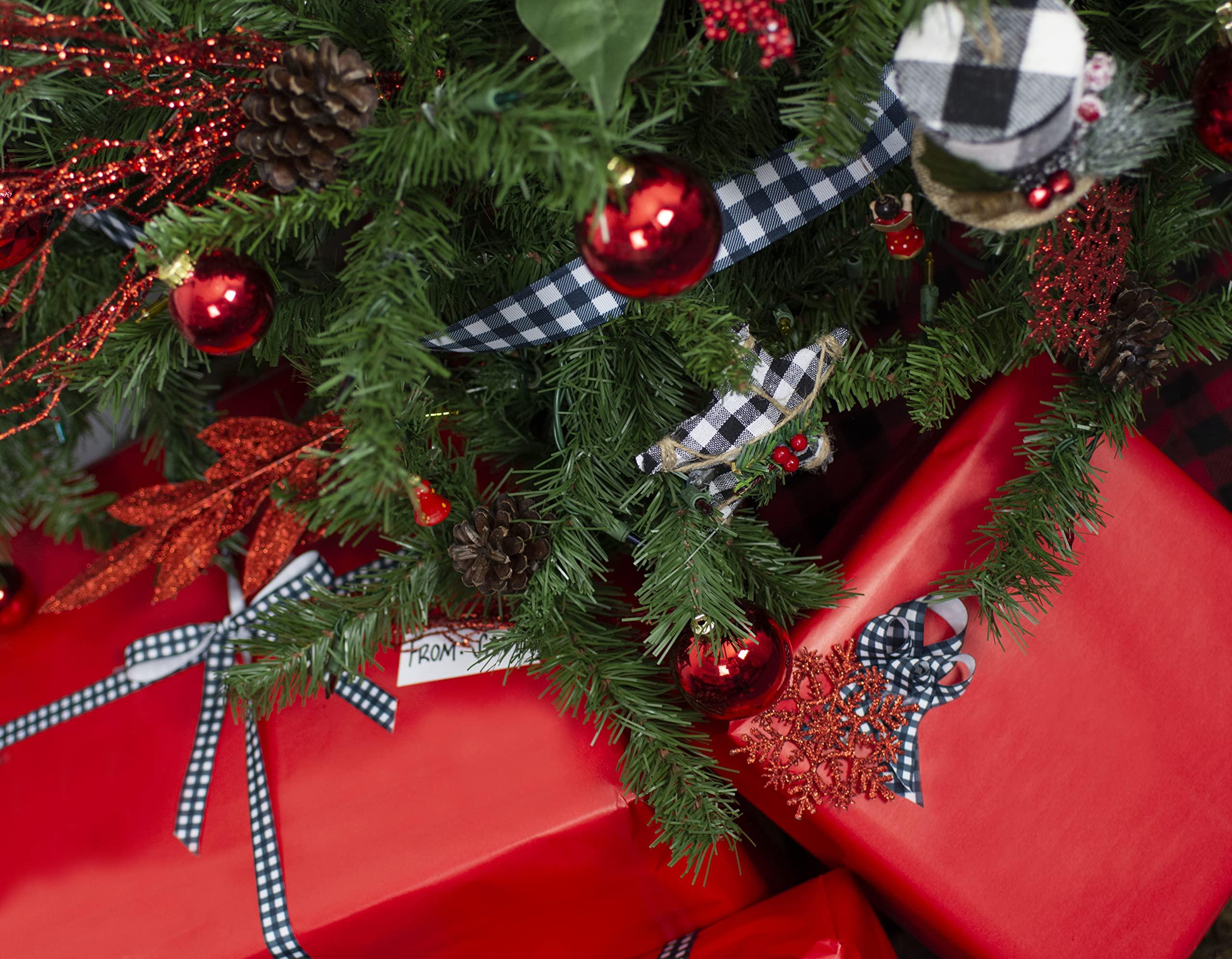 Country Brook Design Country Brook Design - Black & White Buffalo Plaid Polyester Webbing (1 Inch, 20 Yards)