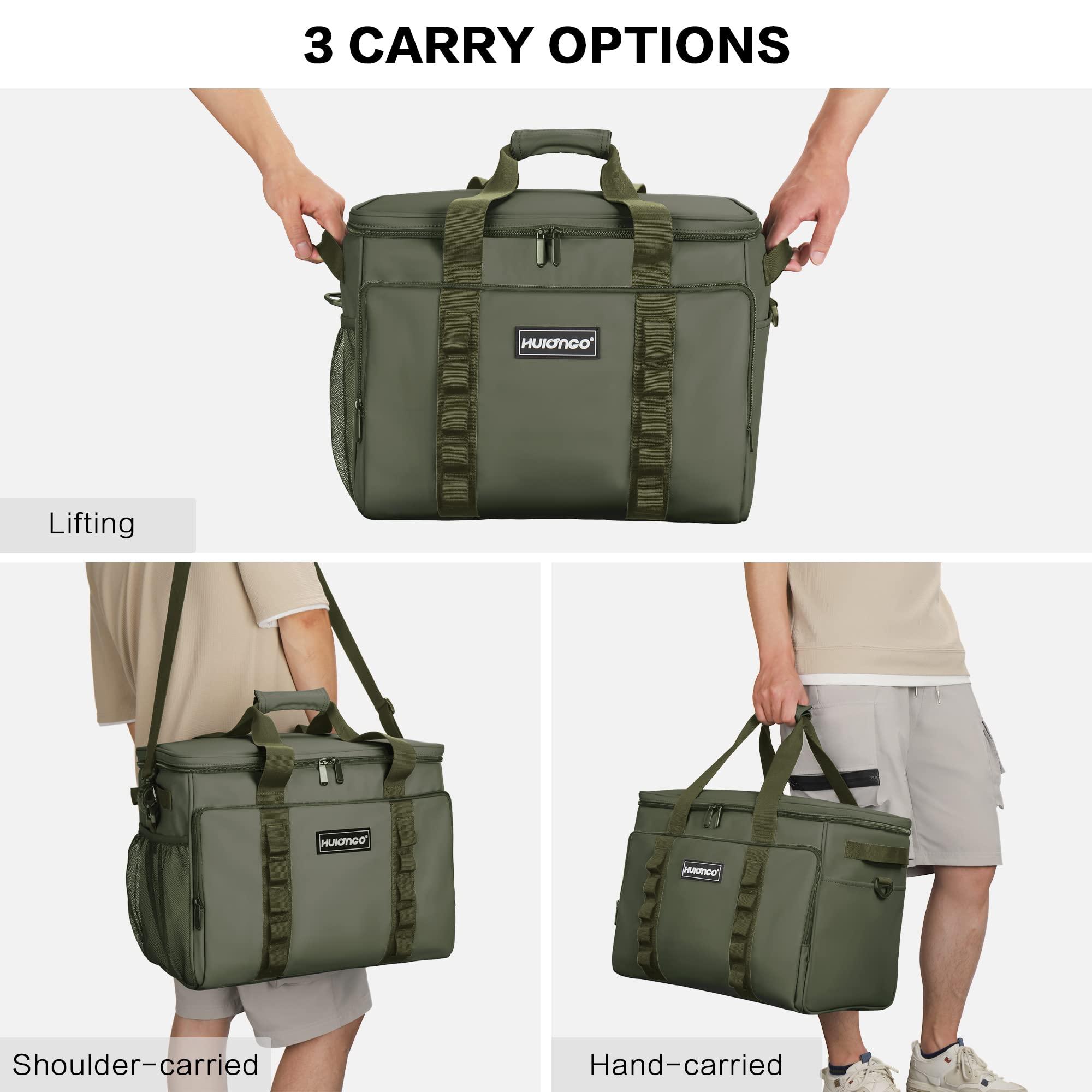 Hulongo Cooler Bag 32L 48-Cans Collapsible Coolers Bag Soft Insulated Cooler Portable Foldable Large Cooler Leakproof Soft Ice Chest for Camping, Beach, Fishing, Travel, Outdoor, Grocery