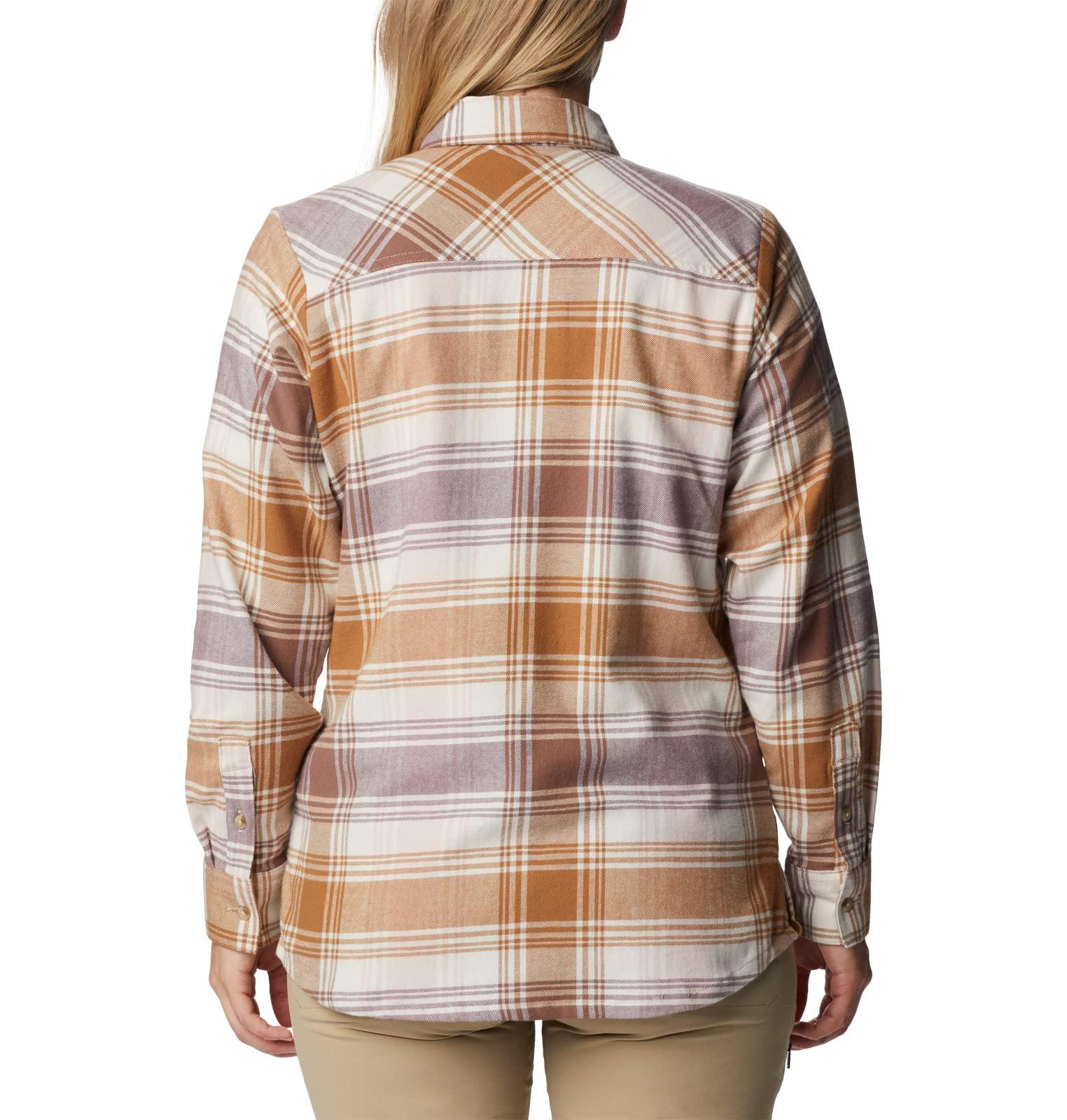 Columbia Columbia Women's Calico Basin Flannel Long Sleeve Shirt, Dusty Pink Dimensional Buffalo, 1X Plus