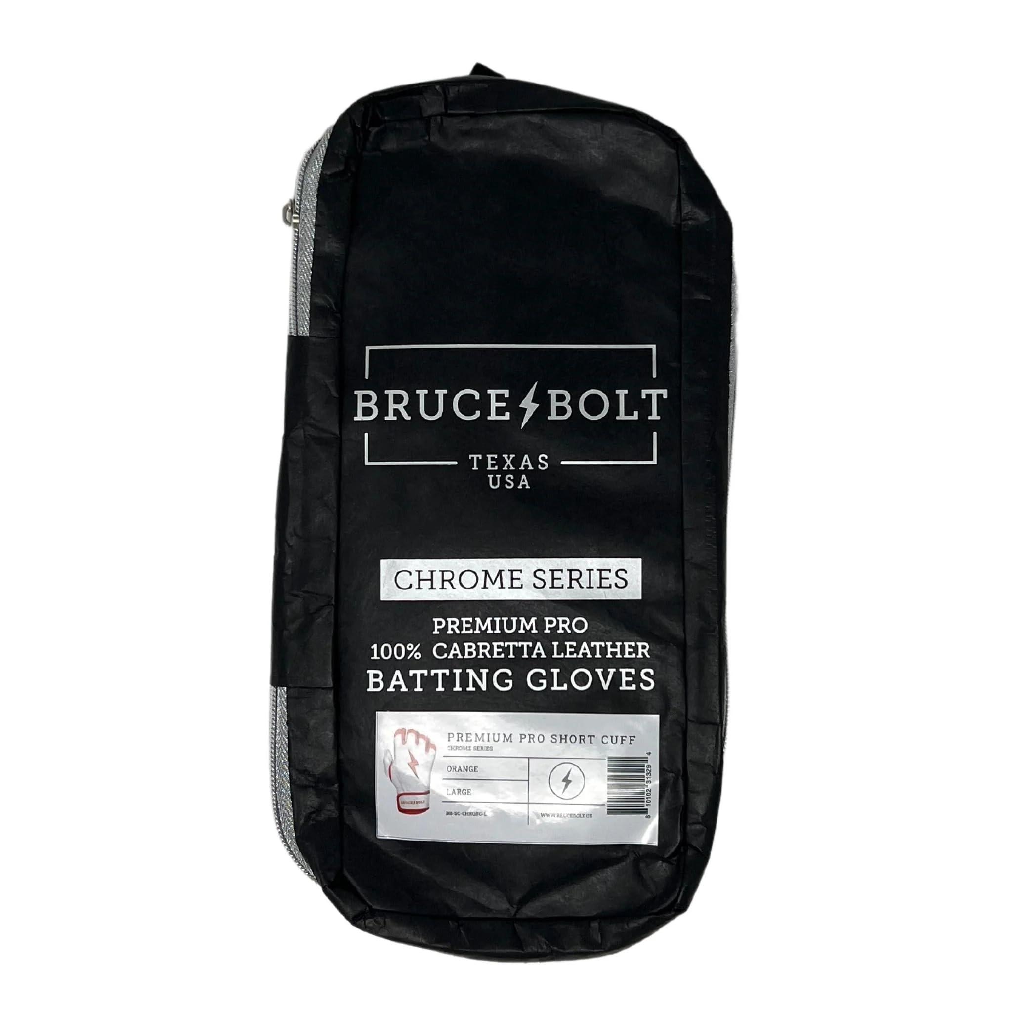 BRUCE BOLT BRUCE BOLT Chrome Series Short Cuff Orange Batting Glove - Orange Small