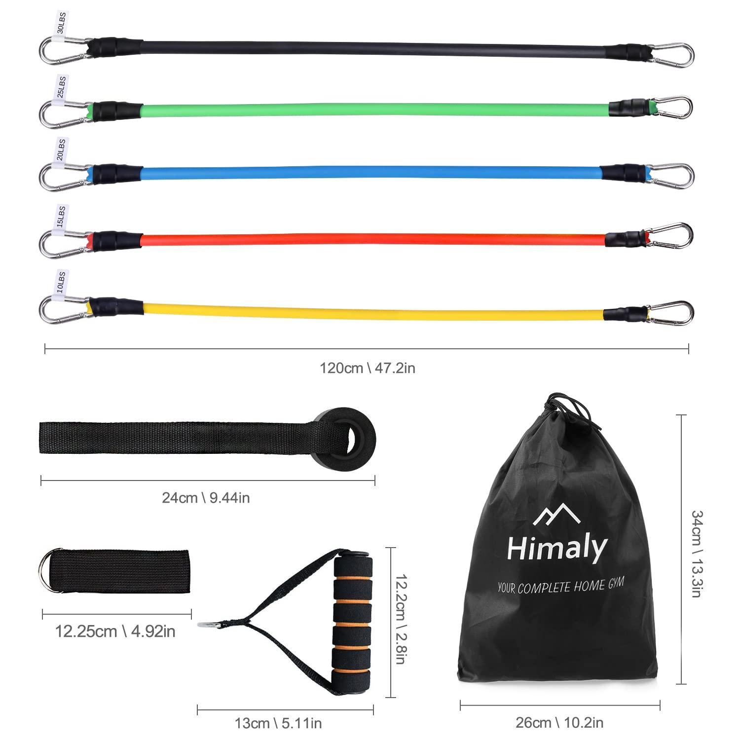 himaly Resistance Bands Set, himaly Exercise Bands Workout Bands with Handles, Door Anchor, Carry Bag, Legs Ankle Straps for Strength Training, Exercise Bands Set for Home Gym Outdoor