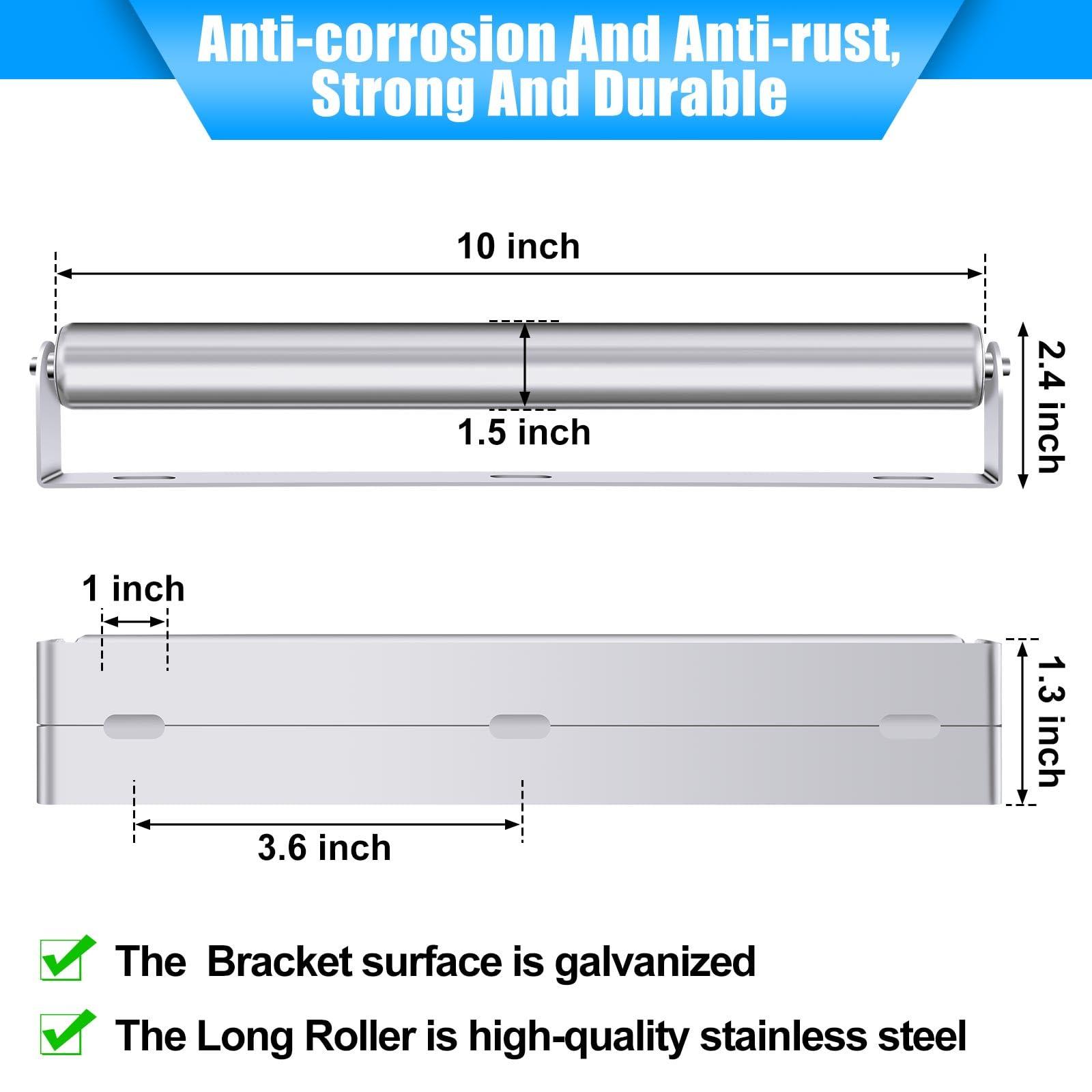 Therwen Therwen Pack of 2 Boat Trailer Roller with Bracket Set Conveyor Rollers 1.5" Diameter Kayak Roller Metal Roller with Bracket for Transporting Raft Industrial Use (Silver, 16'' Long)