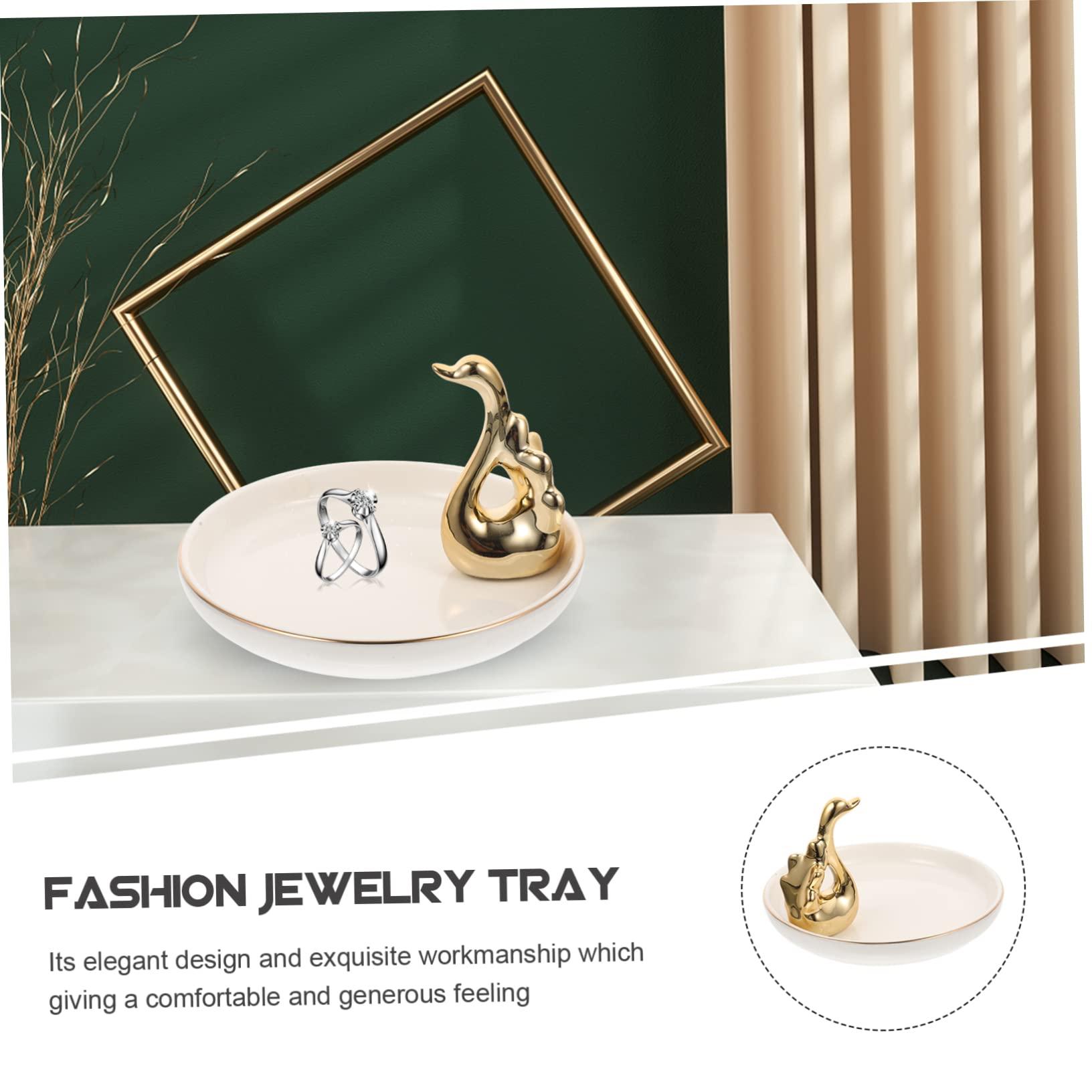 FONDOTIN FONDOTIN Ceramic Jewelry Dish Jewellery Dish Tray Decorative Tray Ceramic Jewelry Plate Ceramic Jewelry Holder Decorative Ring Dish Ceramic Jewelry Tray Lipstick Plate Trinket Storage Plate