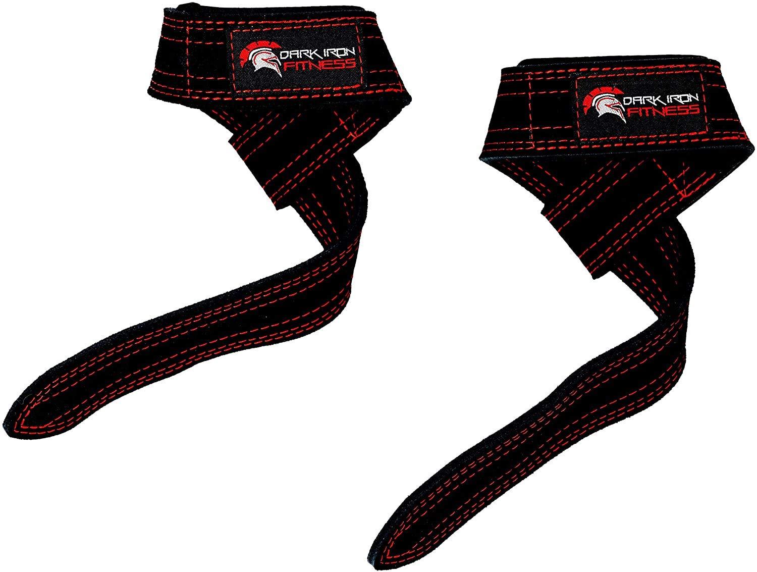 Dark Iron Fitness Dark Iron Fitness Weightlifting Leather Suede Lifting Wrist Straps Bundle for Men and Women Wraps Weight for a Heavy Powerlifting Grip Hooks with Padded Support