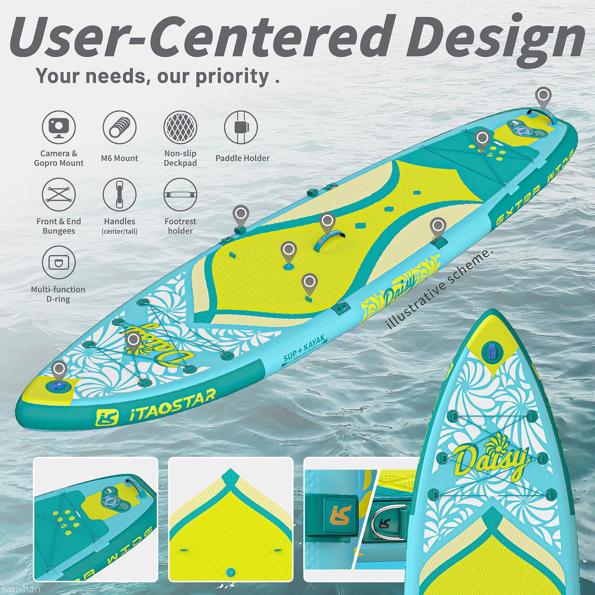 iTAOSTAR iTAOSTAR D03E 34\" Extra Wide Paddle Board for Better Balance, Inflatable Stand Up Paddle Board with Kayak Seat, Inflatable Paddle Boards for Adults of All Skill Levels with Premium SUP Accessories