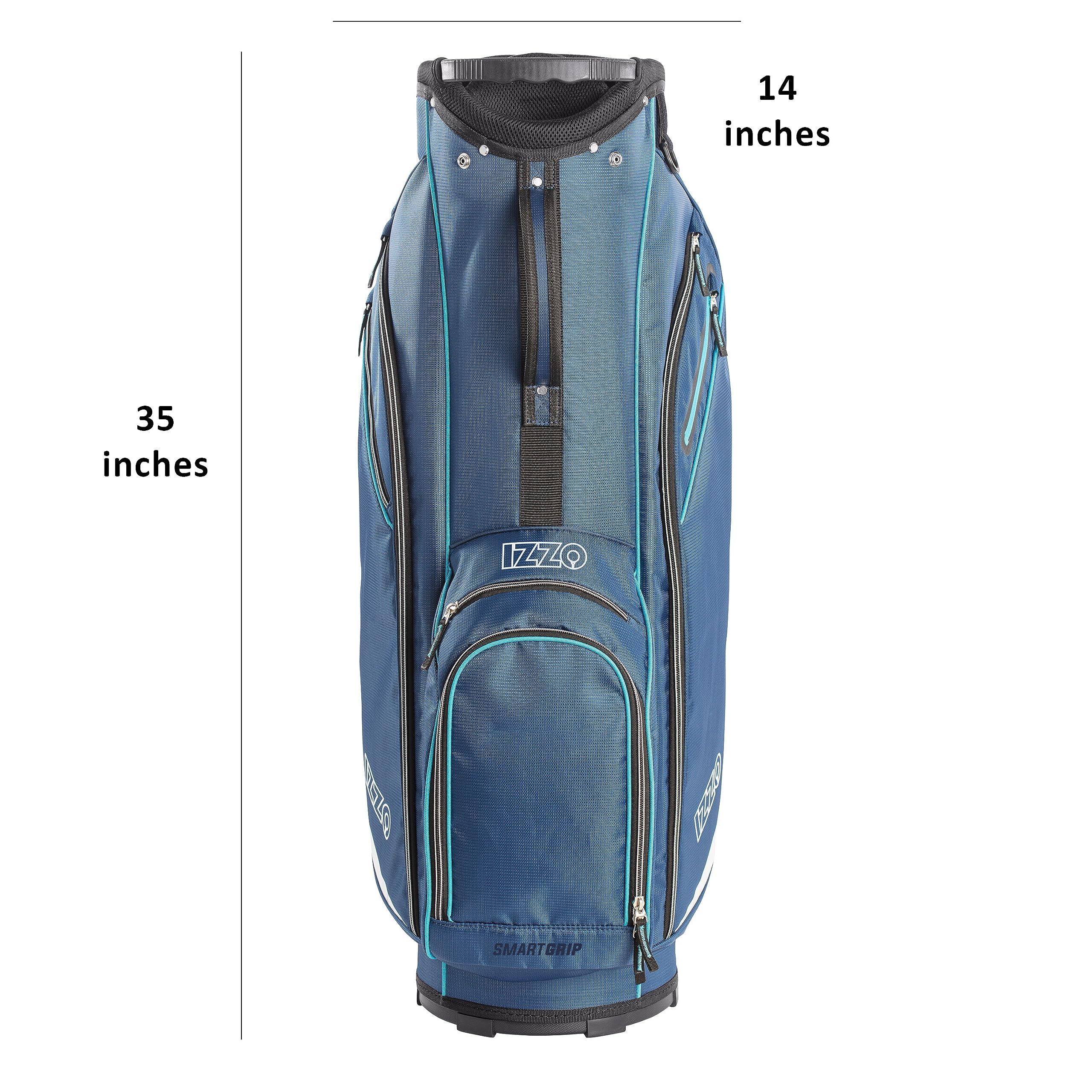 Izzo Izzo Golf Izzo Ultra-Lite Cart Golf Bag With Single Strap & Exclusive Features, Navy Blue/Light Blue, 35 x 14 x 11