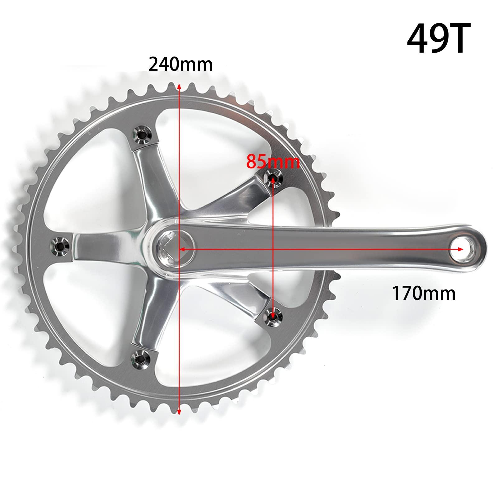 SENQI SENQI Single Speed Bicycle Crankset for Fixed Gear Bikes and Folding Bikes Aluminum Alloy Bike Crank 49T 170mm BCD144mm (Silver)