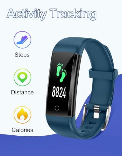 GRV GRV Fitness Tracker Non Bluetooth Fitness Watch No App No Phone Required Waterproof Pedometer Watch with Steps Calories Counter Sleep Tracker for Men Women Parents (Blue)