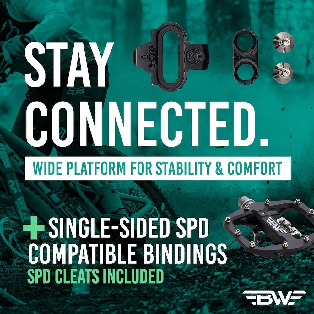 BW USA BW USA Rock Garden Combo Pedals Dual Sided MTB Platform and SPD Compatible Bike Pedals