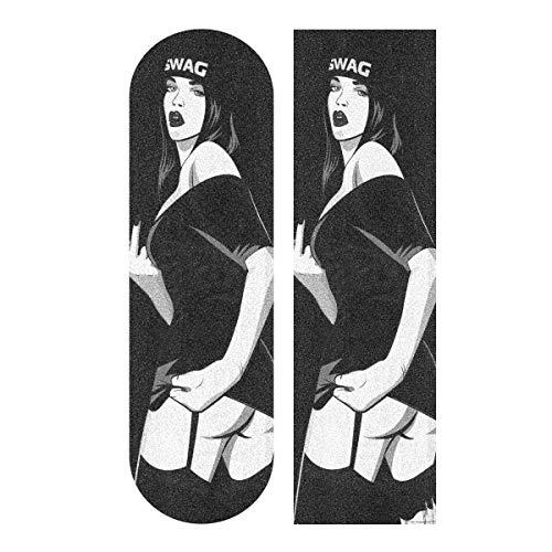 Hupery Hupery Sexy Rap Music Girl Skateboard Grip Tape Longboard Griptape Waterproof Grip Tape Sheet Sticker Deck Sandpaper Griptape 33.1x 9.1 inch