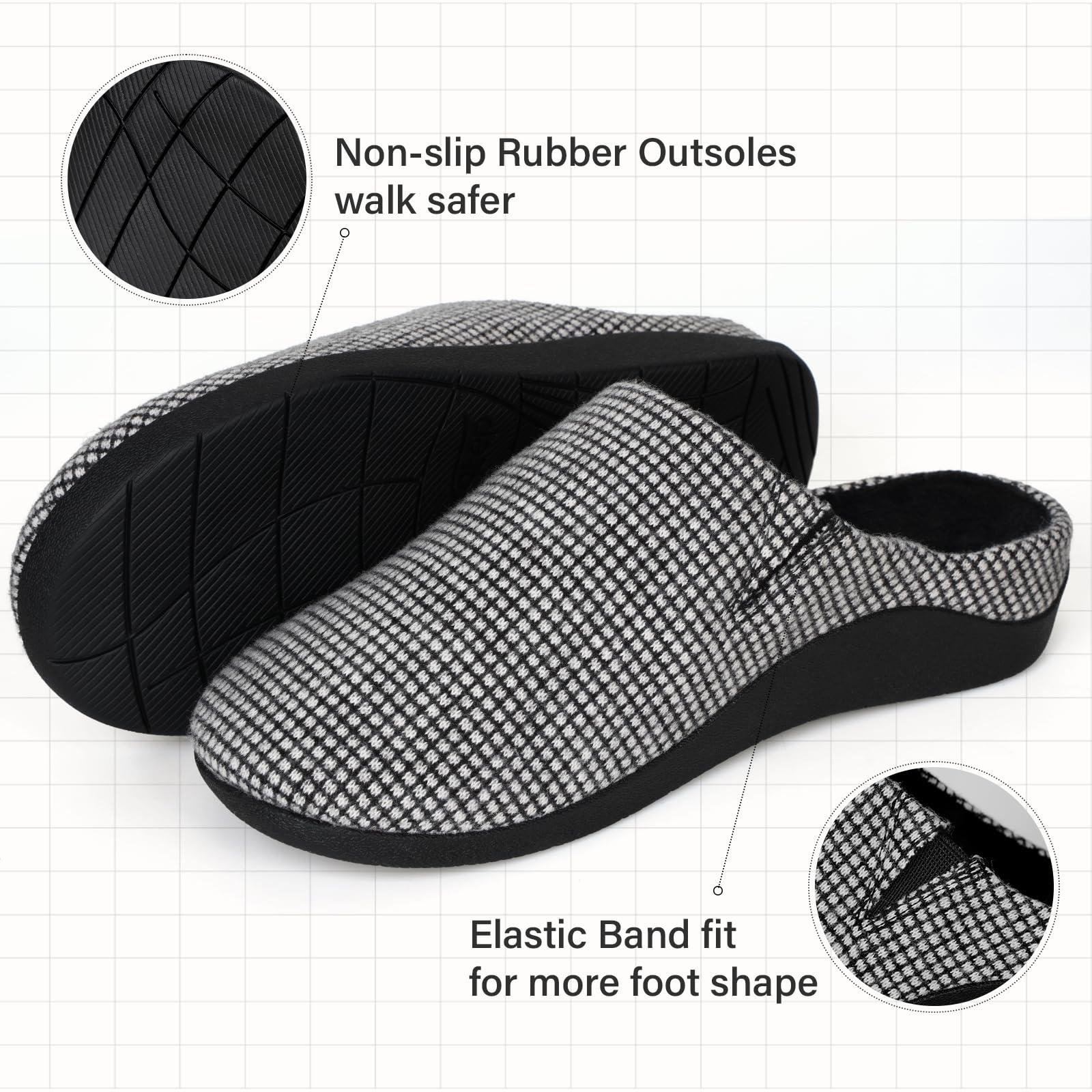 V.Step V.Step Orthopedic Slippers for Women Men, House Slippers with Arch Support Orthotic Slippers for Plantar Fasciitis Pain Relief Indoor Outdoor Black W13/M12