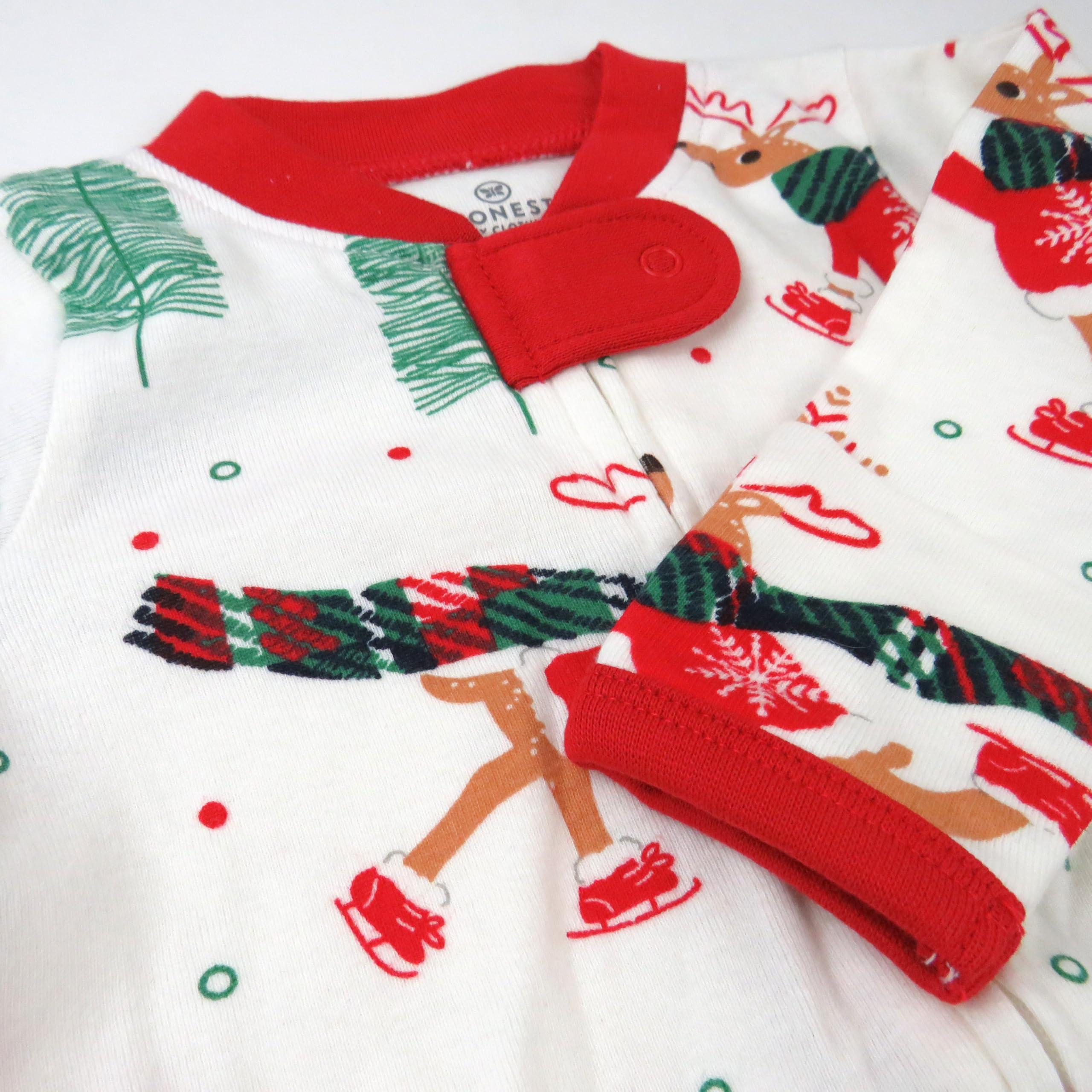HonestBaby HonestBaby Baby 1 Holiday Sleep & Play Footed One-Piece Pajama Sleeper 100% Organic Cotton, Moose Skate, Newborn