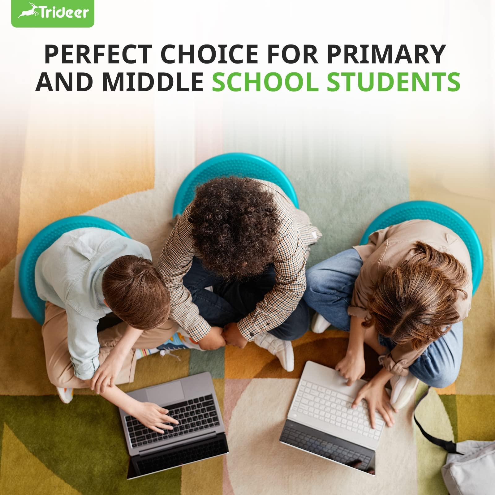 Trideer Trideer Inflated Wobble Cushion - Wiggle Seat for Sensory Kids(Multiple Colors), Balance Disc (Extra Thick), Flexible Seating for All Age (34CM Turquoise)