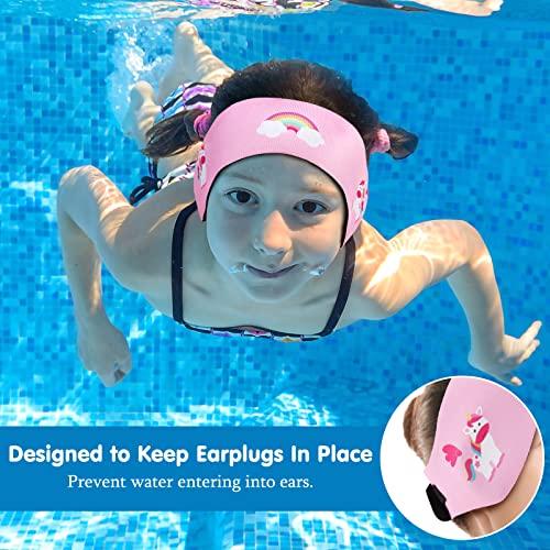 HeySplash HeySplash Swimming Headband, Swimming Earplugs Kids Ear Plugs Ear Band Swimmer Ear Protection, Elastic Neoprene Ear Guard & Hair Guard for Kids, Adults, Keep Water Out & Hold Earplugs in, Medium, Pink