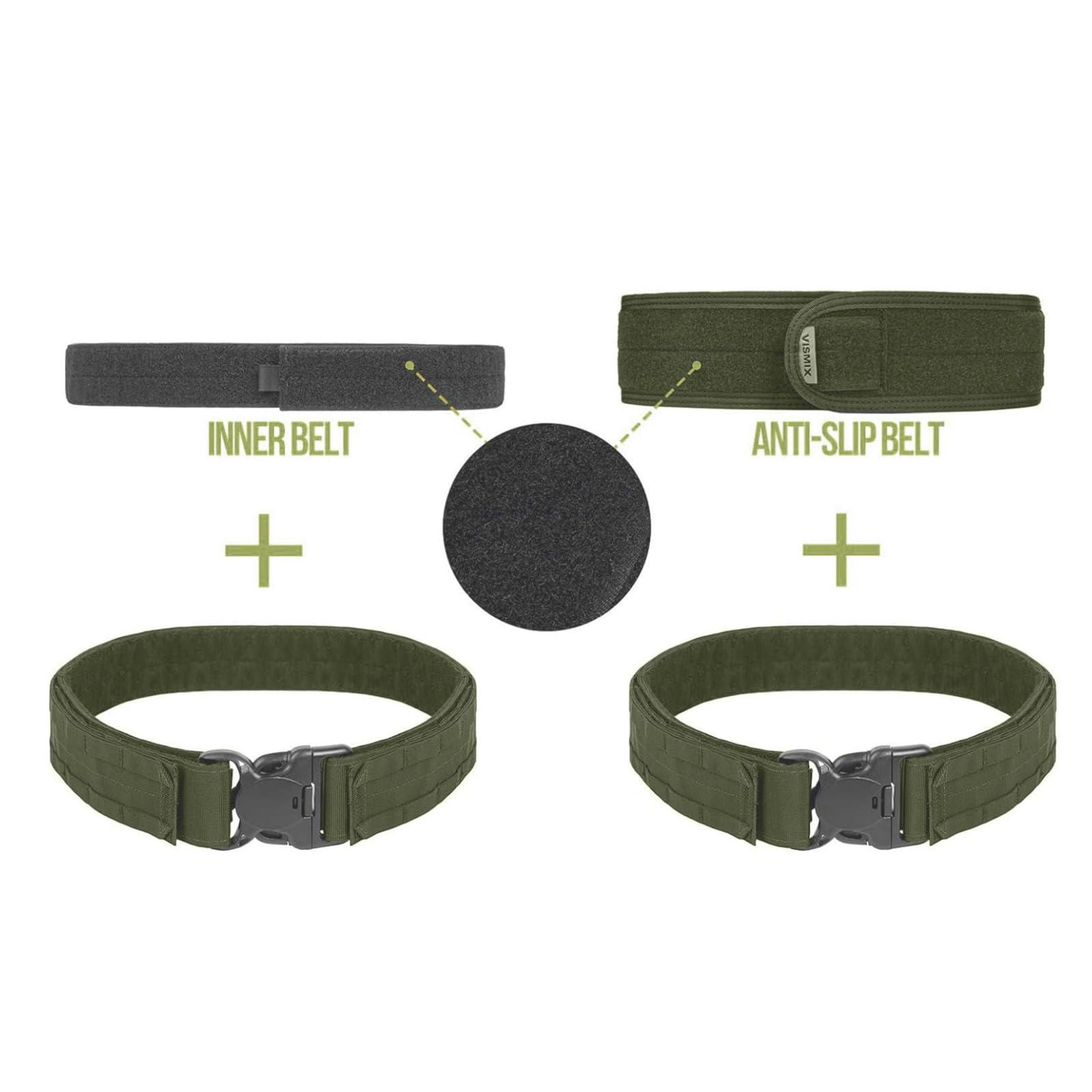 VISMIX VISMIX Tactical Belt, Quick Release 1.75" MOLLE Battle Belt with Inner Belt and Anti-Slip Pad- Heavy Duty Battle Belts