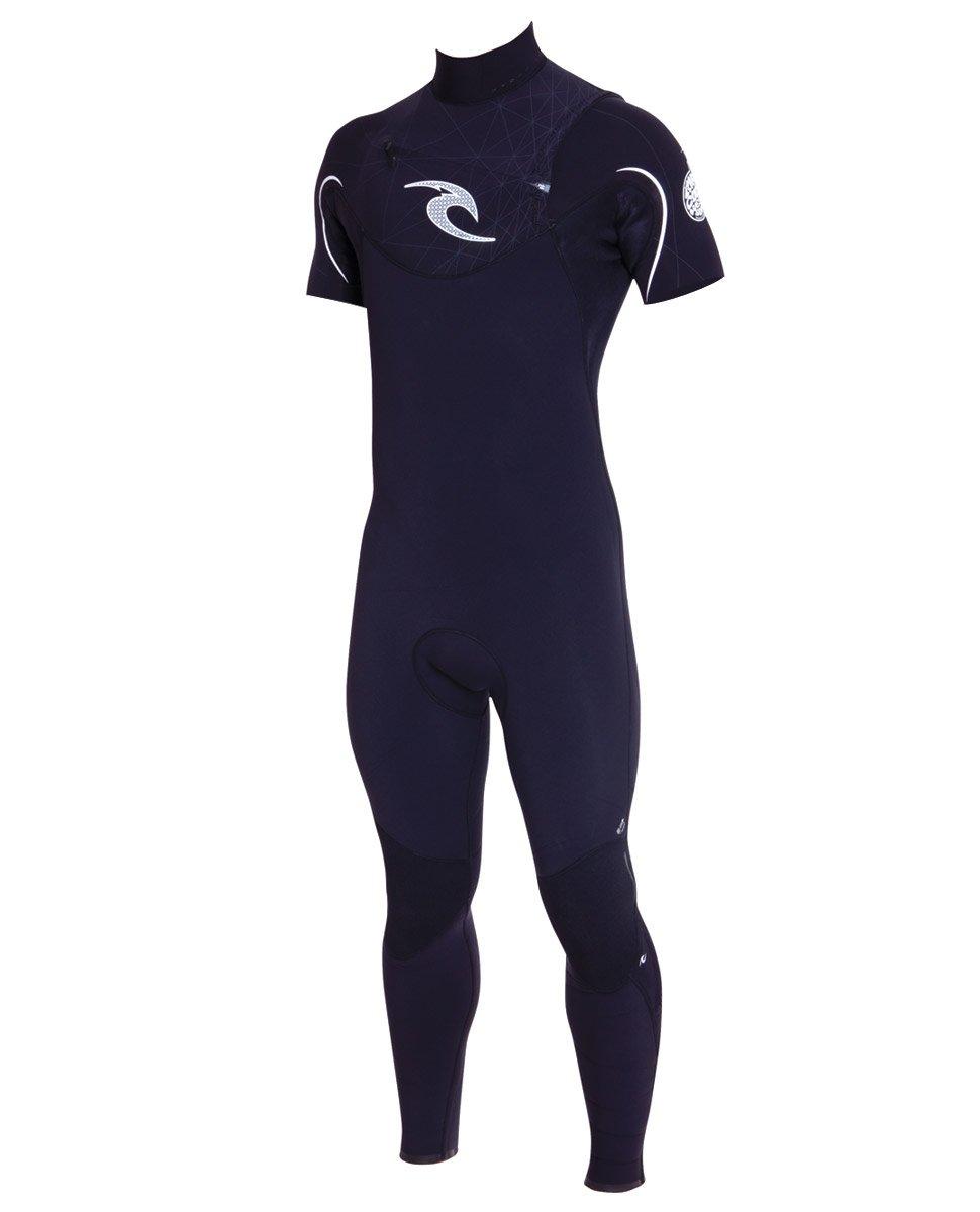 Rip Curl RIP CURL Men\'s E-Bomb Chest Zip Short Sleeve Full 2/2 Wetsuit (Black/Black/White, Large/Tall)