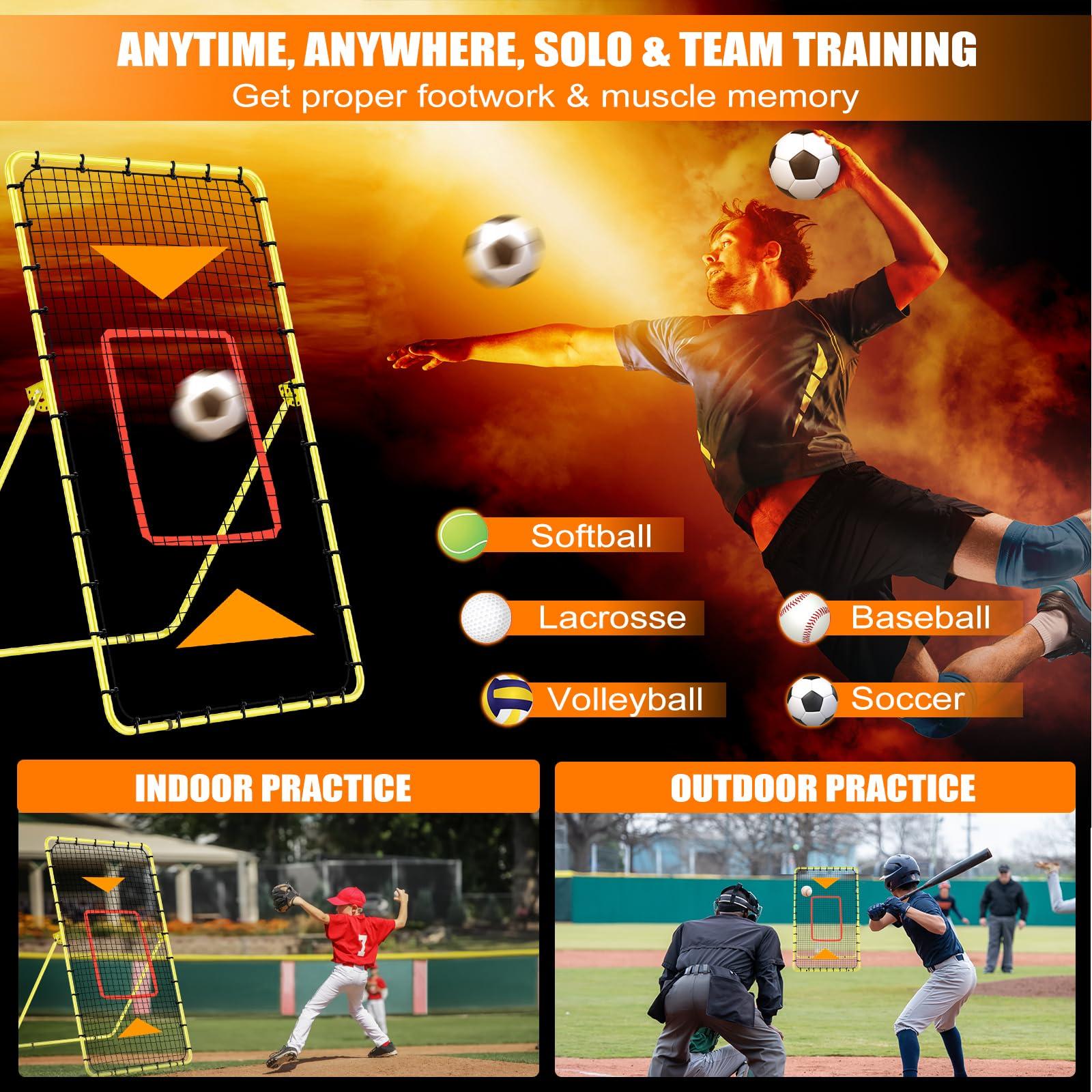 YNSZAS YNSZAS [3-in-1] Pitch Back Rebounder Practice Net, 6x4 FT Adjustable Bounce Back Return Net for Volleyball Softball Lacrosse Soccer Baseball Throwback Trainer Gifts, Profession Training Machine