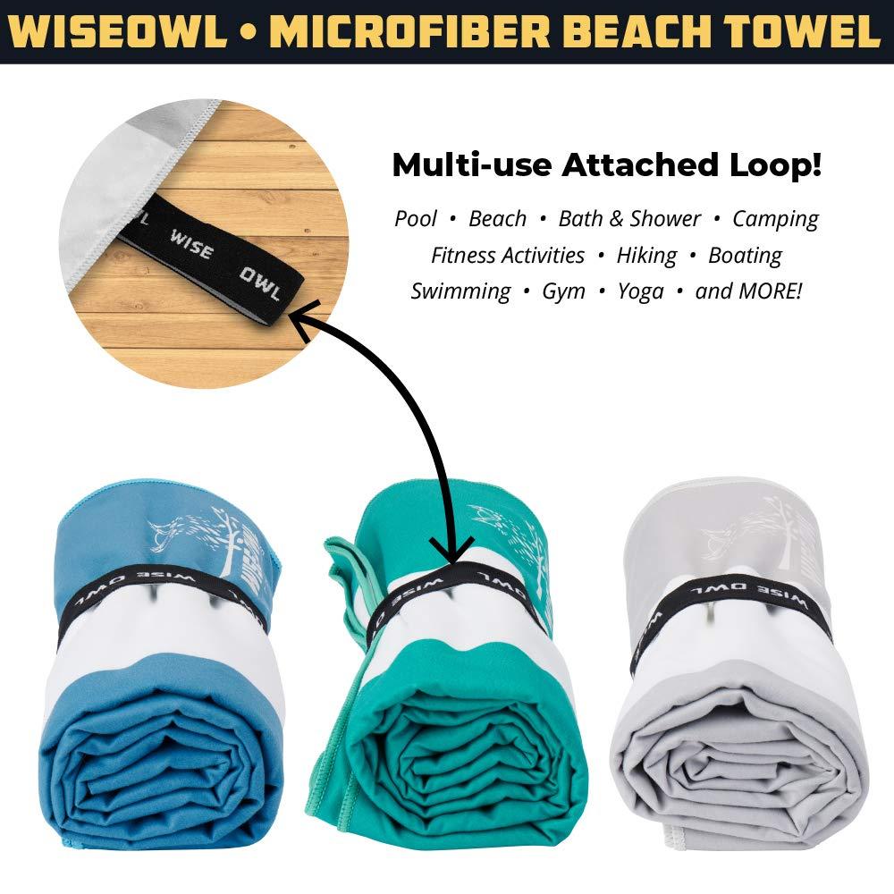 Wise Owl Outfitters Wise Owl Outfitters Beach Towel and Yoga Towel - Quick Dry Microfiber Travel Towel for Beach, Pool, Yoga, Swim, Hand, Face, and Body