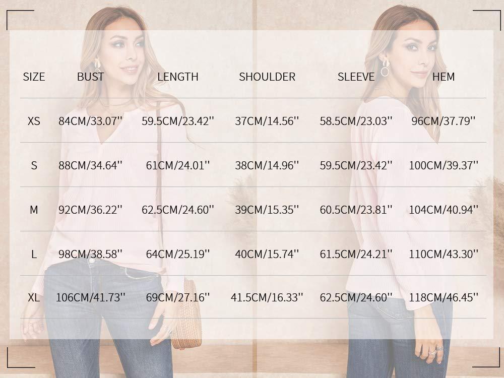 Farktop Women's Waffle Knit V Neck Henley Tops Casual Long Sleeve Pullover Sweater Blouses White