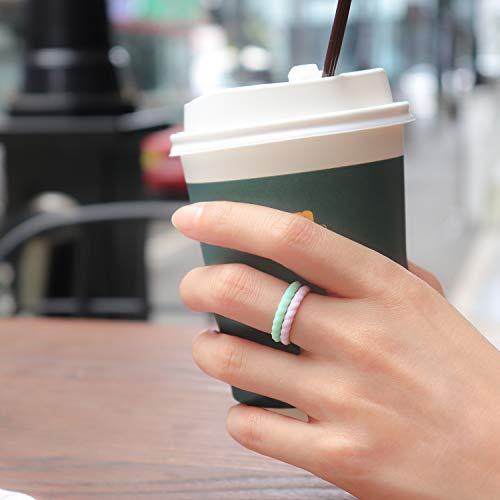 Forthee Forthee 10 Pack Silicone Wedding Ring for Women, Thin and Braided Rubber Band, Fashion, Colorful, Comfortable fit, Skin Safe,Size 8