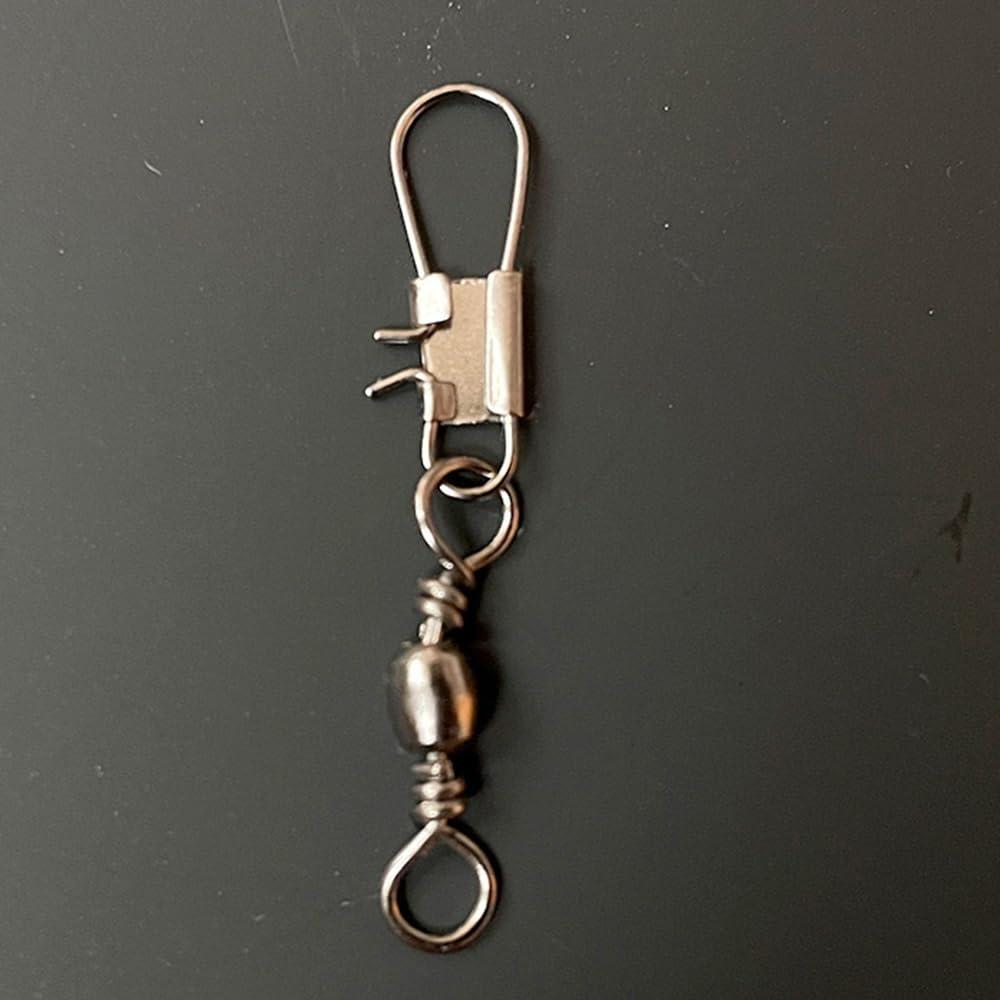 SagaSave SagaSave 100 Pack Fishing Snap Swivels Metal Fishing Snap Clips 360 Flexible Fishing Tackle Swivels Fishing Gear Equipment for Saltwater Freshwater(6#)