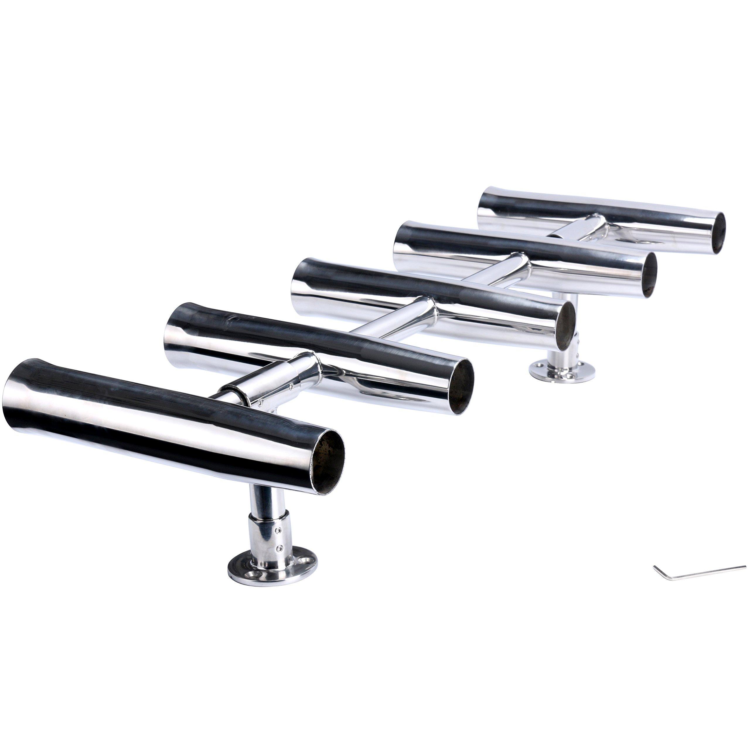 Amarine Made Amarine Made 5 Tube Adjustable Stainless Rocket Launcher Rod Holders , Can Be Rotated 360 Deg