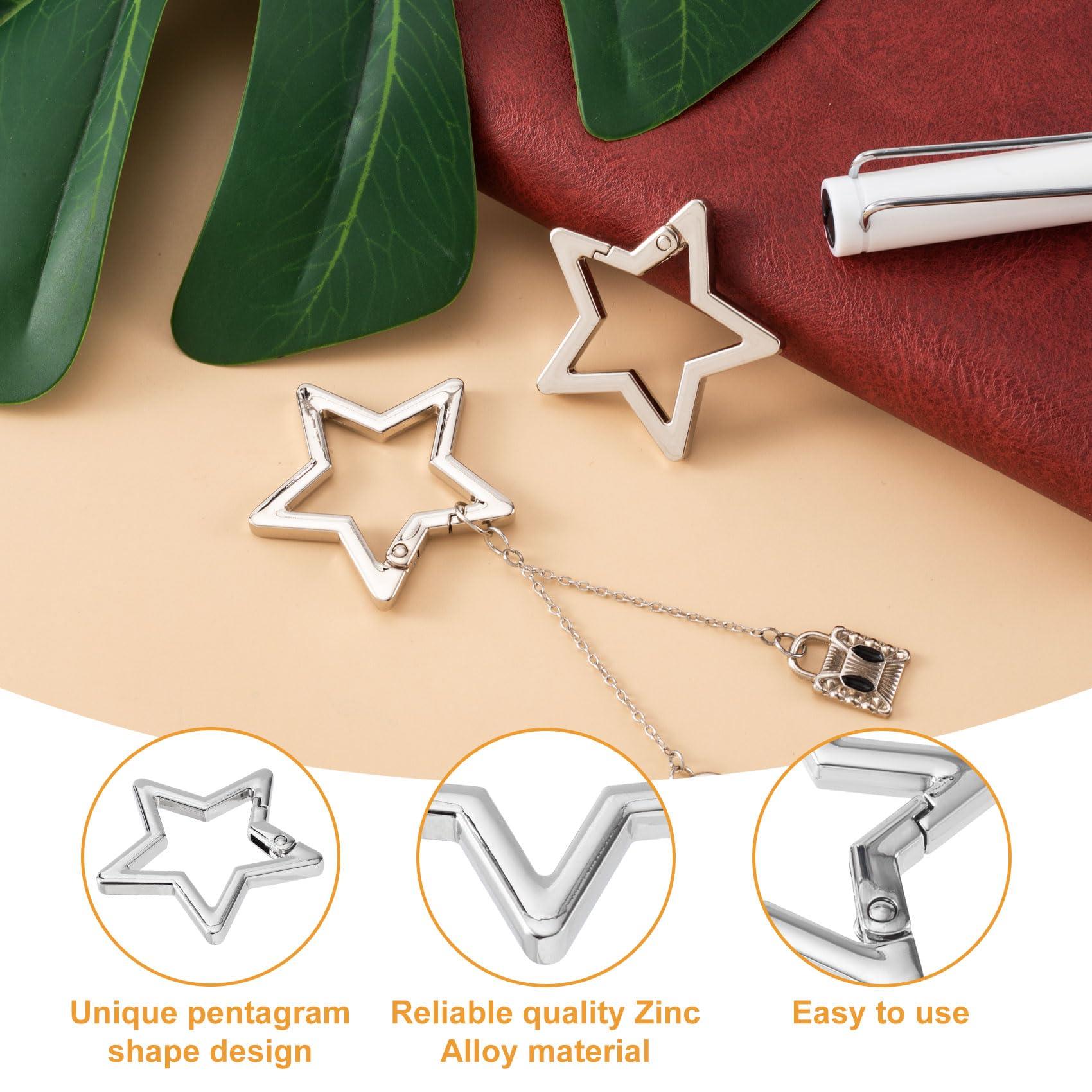 Isslly Isslly 2 PCS Star Carabiners, Zinc Alloy Heavy Duty Star Shaped Keychain Clip, Carabiner Clip for Camping, Hiking, Fishing - Silver