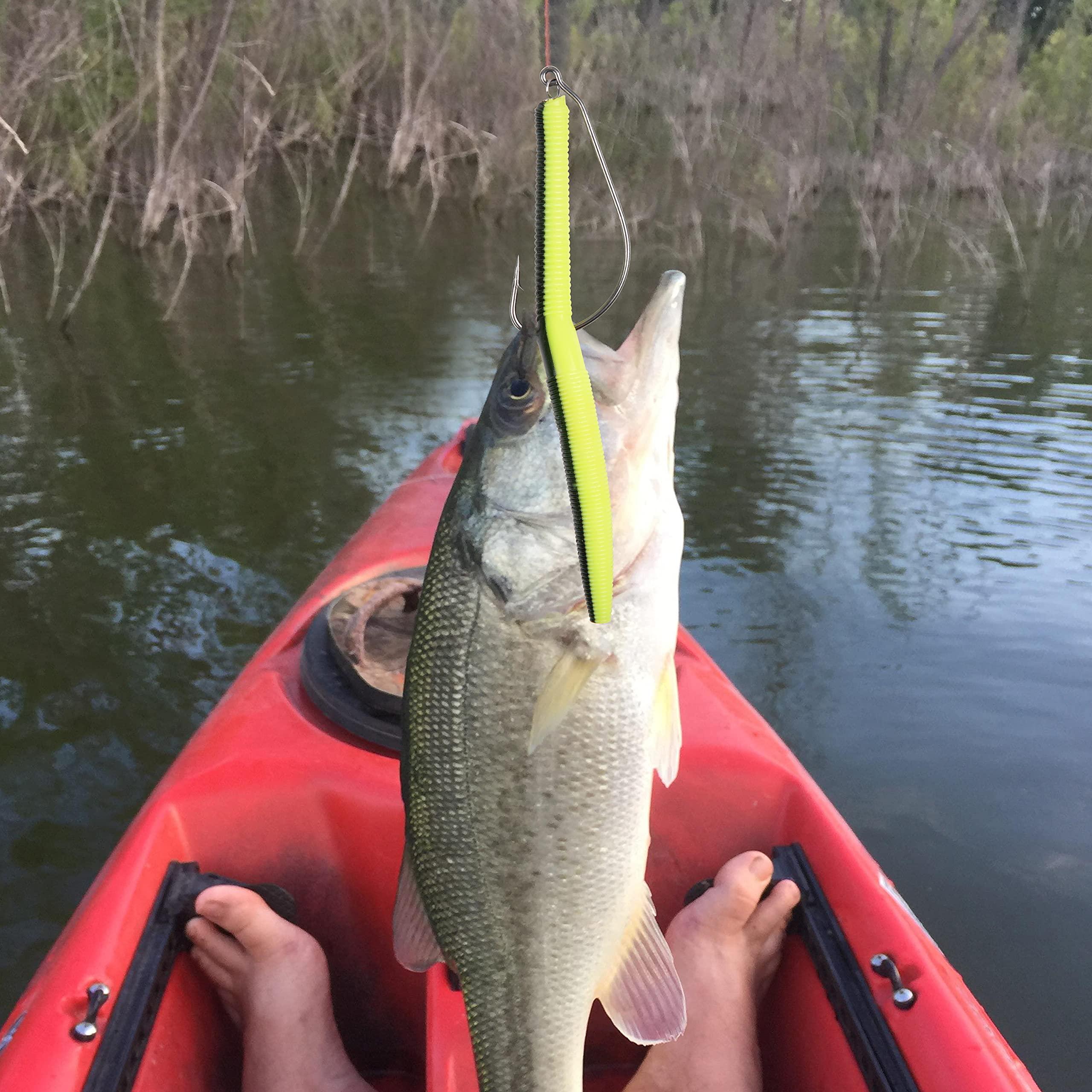 SILANON Twistlock Fishing Hooks,50pcs Worm Hooks with Centering Pin Spring Unweighted Swimbait Hooks for Soft Plastic Lures Baits Bass Fishing