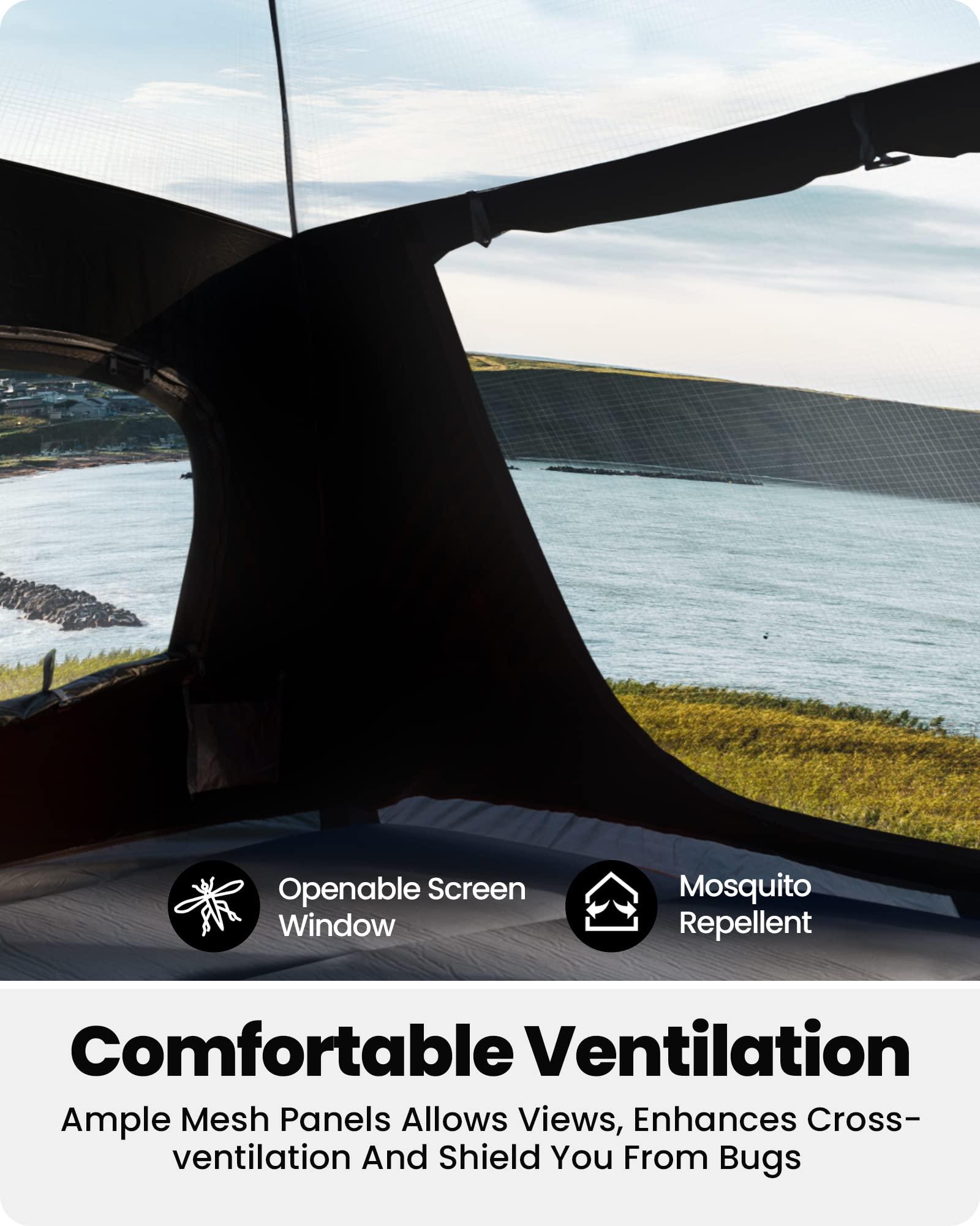OutdoorMaster OutdoorMaster Camping Tents, 4/6 Person Camping Tent with Blackout Shelter Technology, Easy Setup in 60 Seconds, Weatherproof Pop Up Tent with Top Rainfly, Instant Cabin Tent (Green, 6 Person)