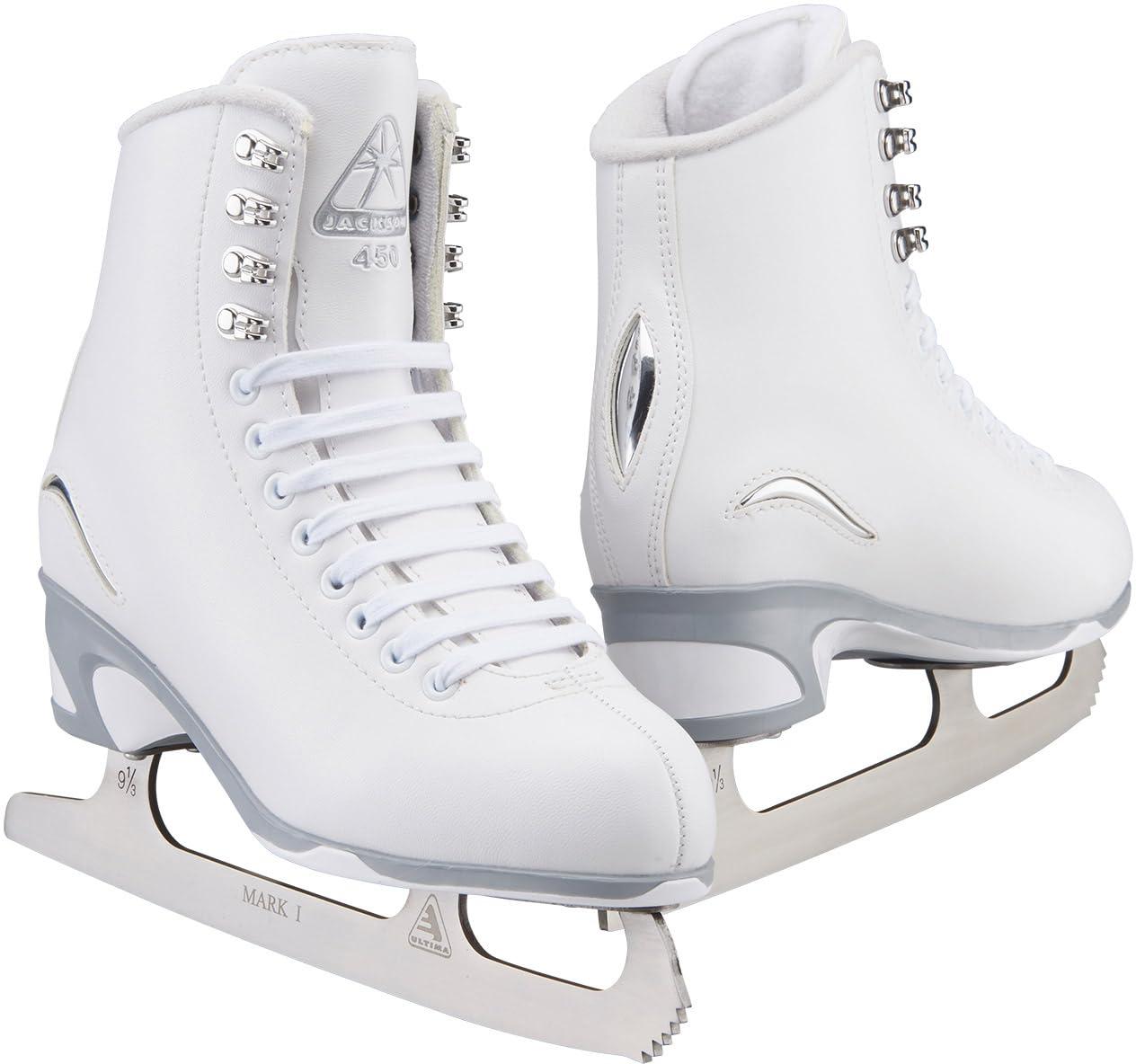 SKATE GURU Jackson Ultima Figure Ice Skates Finesse JS450 / Medium to Wide/Adult 7 Bundle with Bag and Guardog Skate Guards