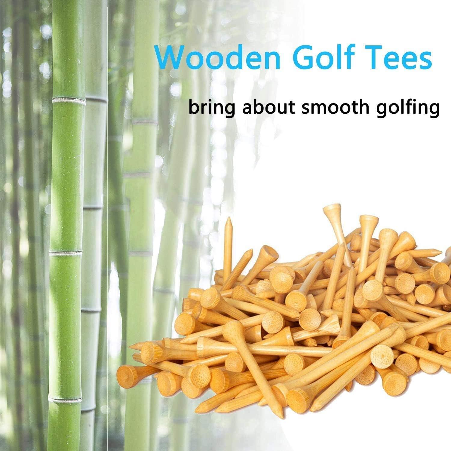 Zivisk Zivisk Wooden Golf Tees 2-1/4 inch 100 Count, 54mm Golf Wood Bamboo Tees - Natural Color