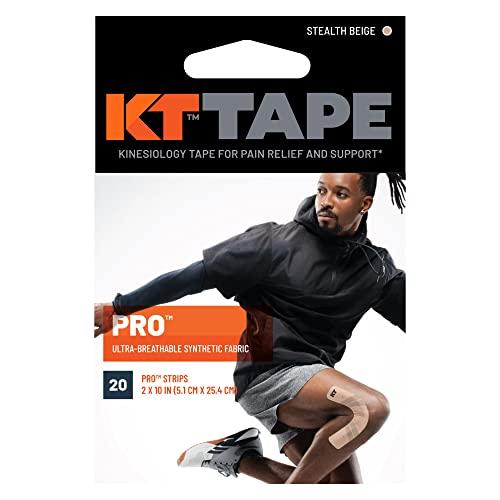 KT Tape KT Tape, Pro Synthetic Kinesiology Athletic Tape, 20 Count, 10 Precut Strips, Stealth Beige