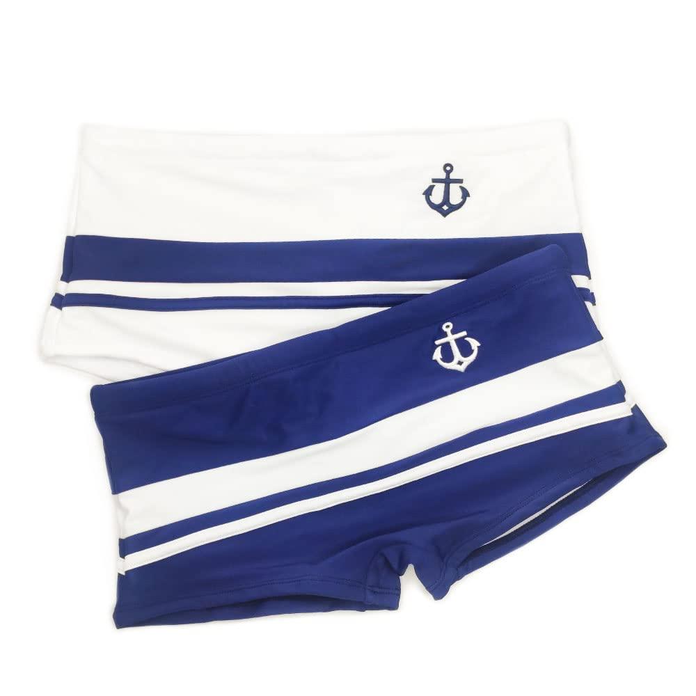 UXH UXH Sexy Swimming Trunks Men's Boxer Swim Shorts Strips Surfing Bathing (Navy Blue,X-Small)
