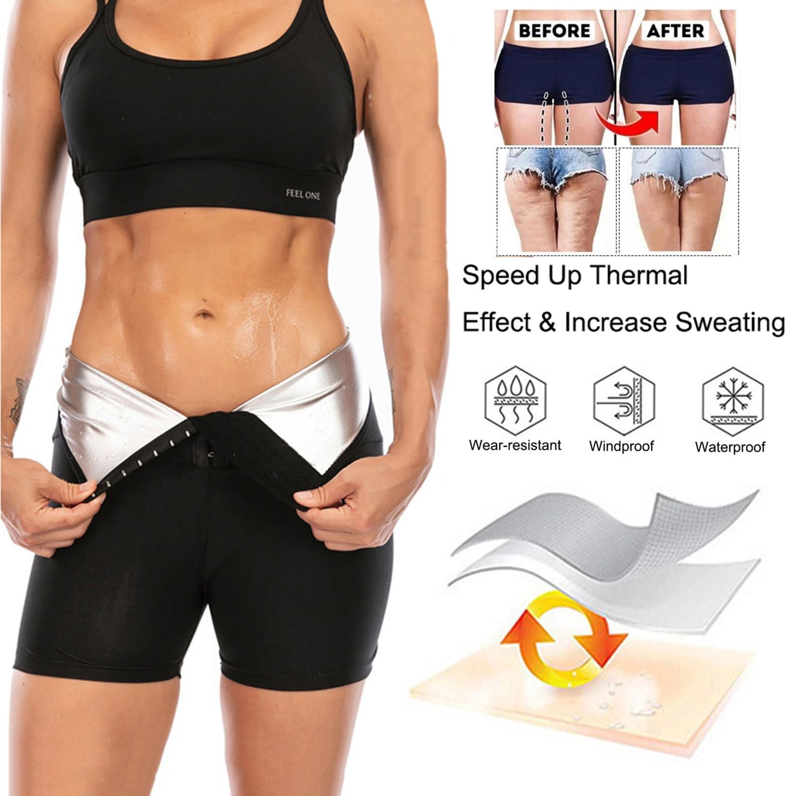Vuirrm Vuirrm Sauna Shorts for Women, High Waisted Compression Slimming Sweat Pants, Waist Trainer Leggings Tummy Control Shaper Workout Leggings, 4XL/5XL,Silver