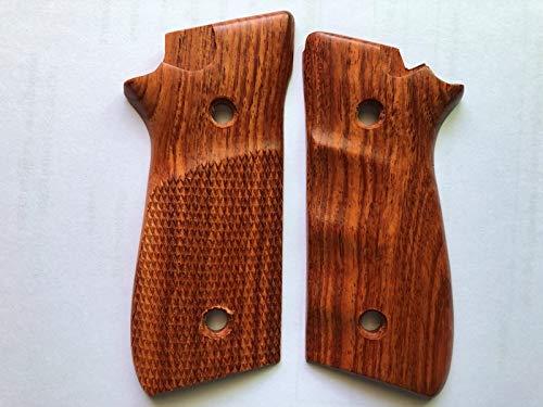Handcraft New! Grips Compatible with Taurus Pt-92, Pt-99, Pt100, Pt101 Decocker, Half Checkered & Finger Groove- Thai Handmade and Ship from Thailand