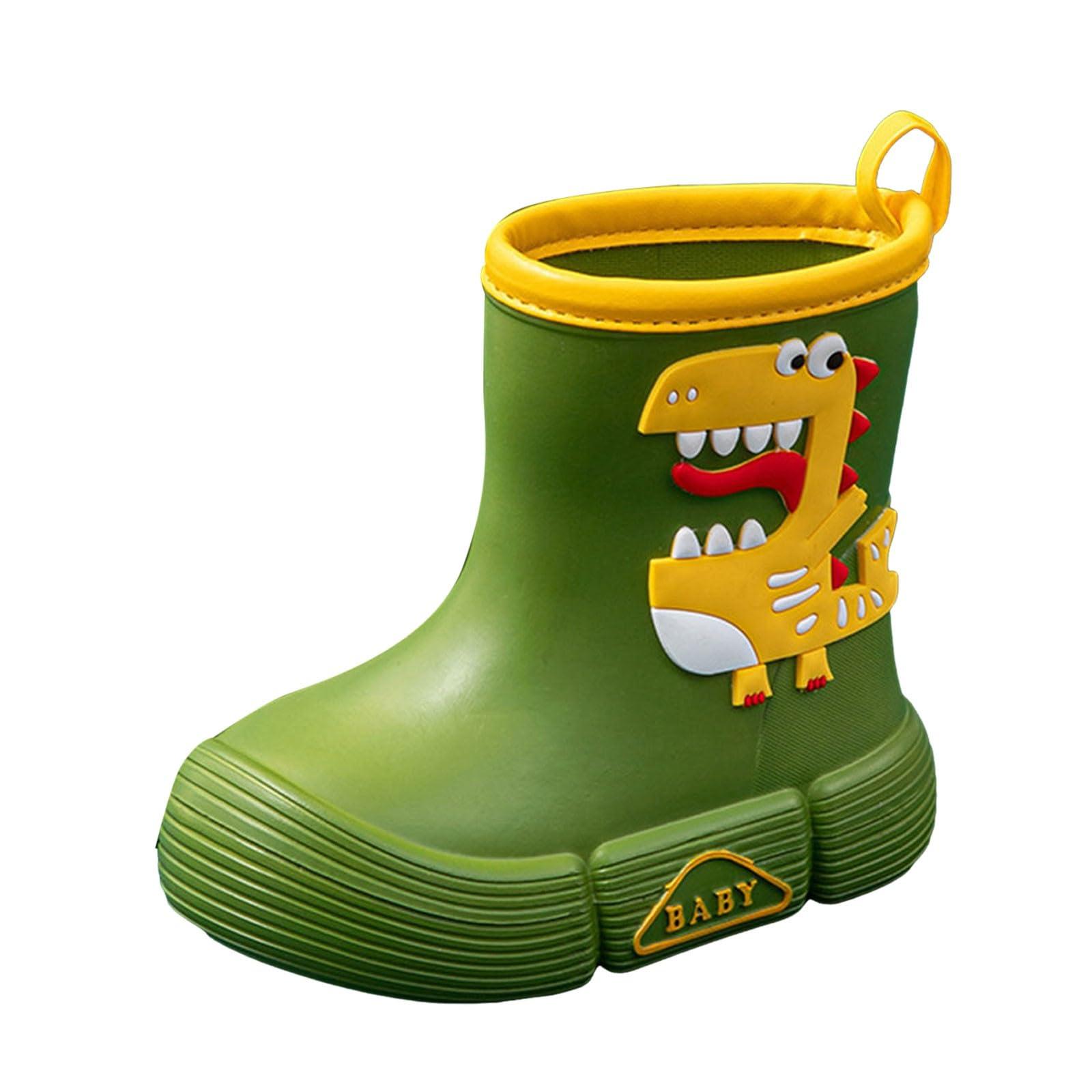 IWIHMIV Rainboots for Toddlers Boys Rain Boot Boys Rubber Boots Baby Rain Boot Toddler Rainboots Kid's Rain Boot Easy-On HandlesGreen,11