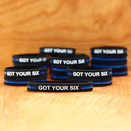 SayitBands Ten (10) of Got Your Six Wristband Bracelets with Thin Blue Line