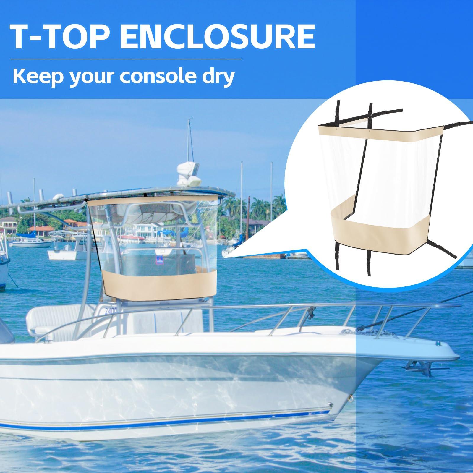 Fanfanwin Fanfanwin Universal T-top Boat Windshield Center Console T-top Enclosure Boat Accessories, Spray Shield, Clear Spray Curtain(for Consoles up to 27'')