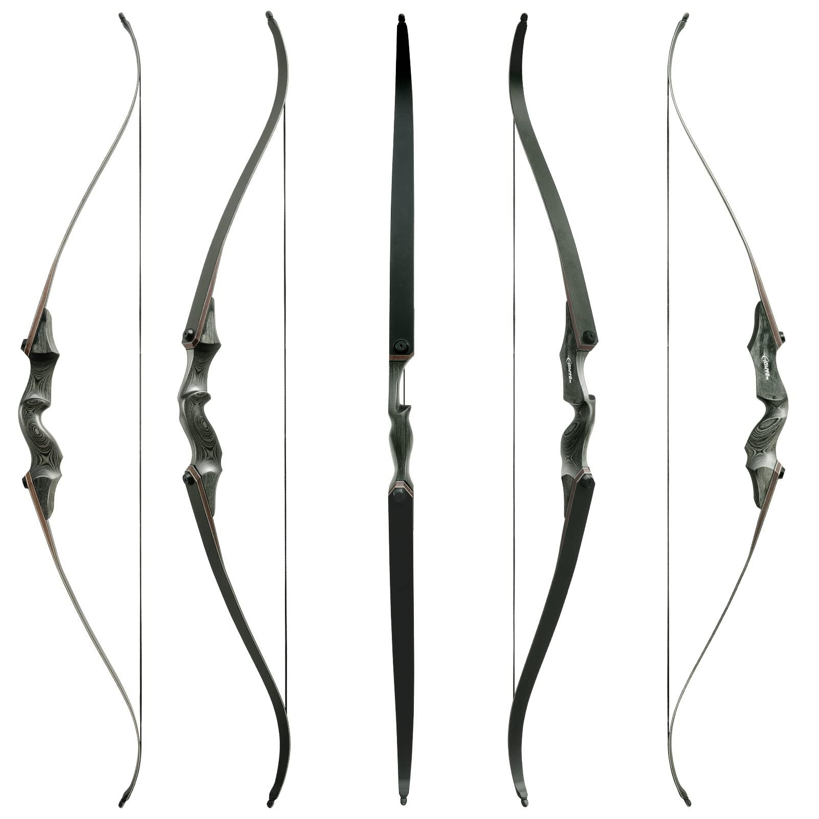 Obert Obert Black Hunter 60 Inch Archery Takedown Recurve Bow Set 20-60lbs Right Hand Bamboo Core Limb (30lbs)